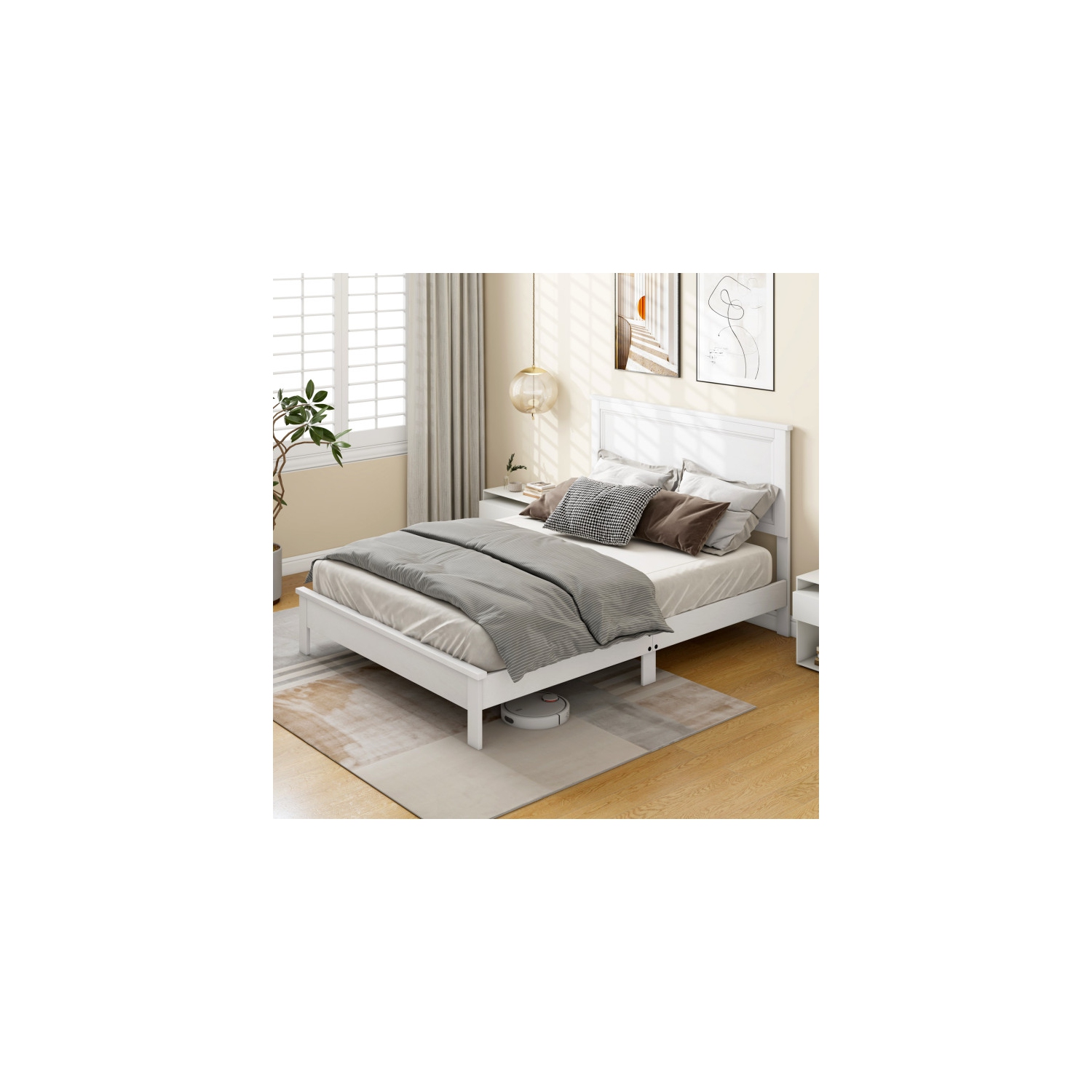 Platform Bed Frame with Slats and Tall Headboard for Style & Comfort