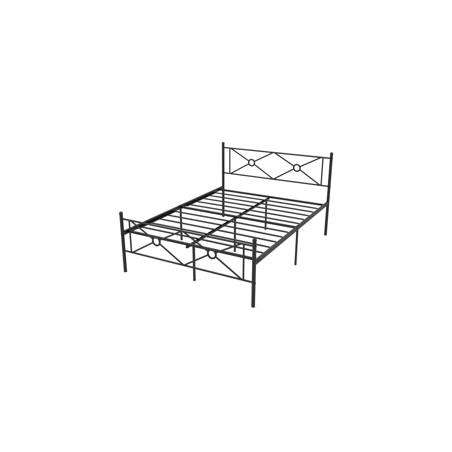 Durable Metal Platform Bed Frame with Decorative Headboard and Foot board