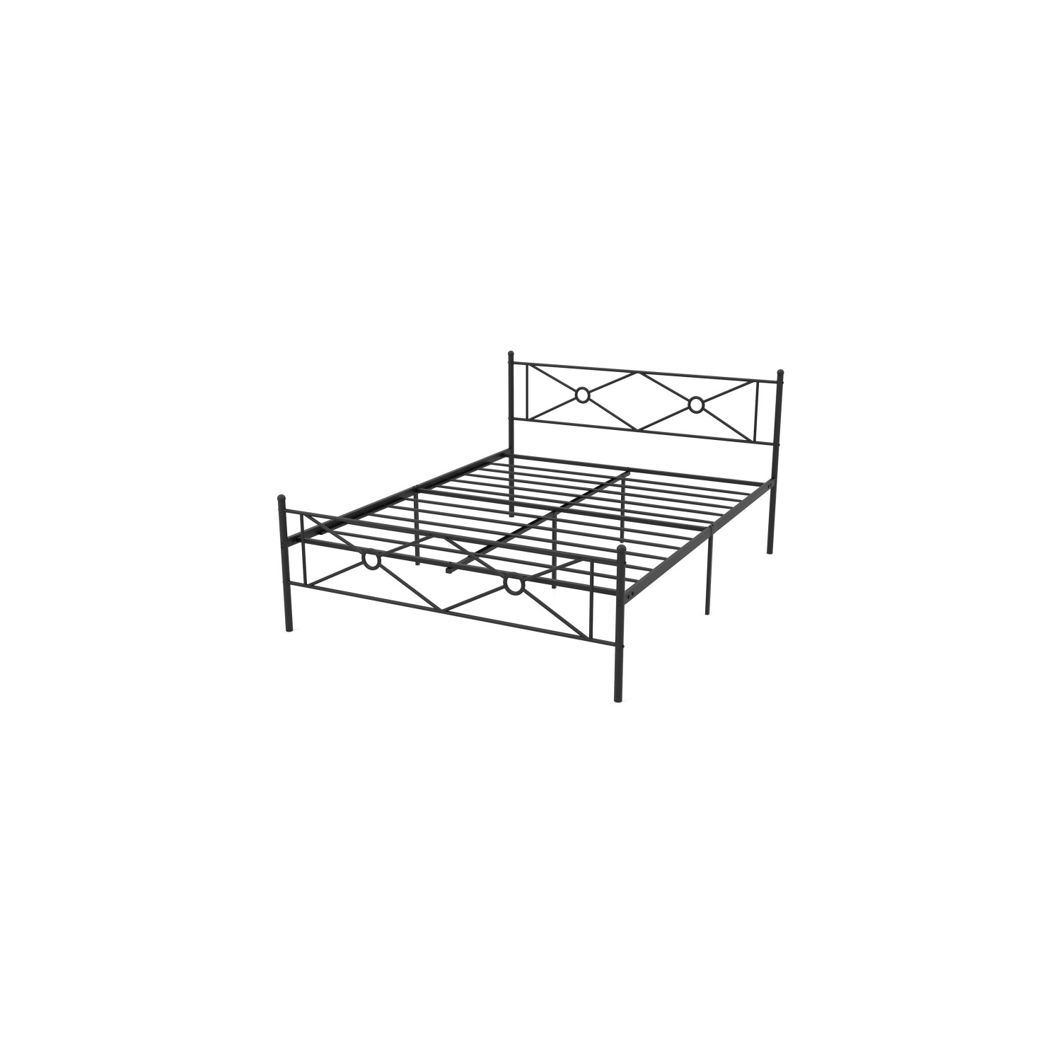 Cadre de lit plateforme en métal durable avec tête et pied de lit décoratifs