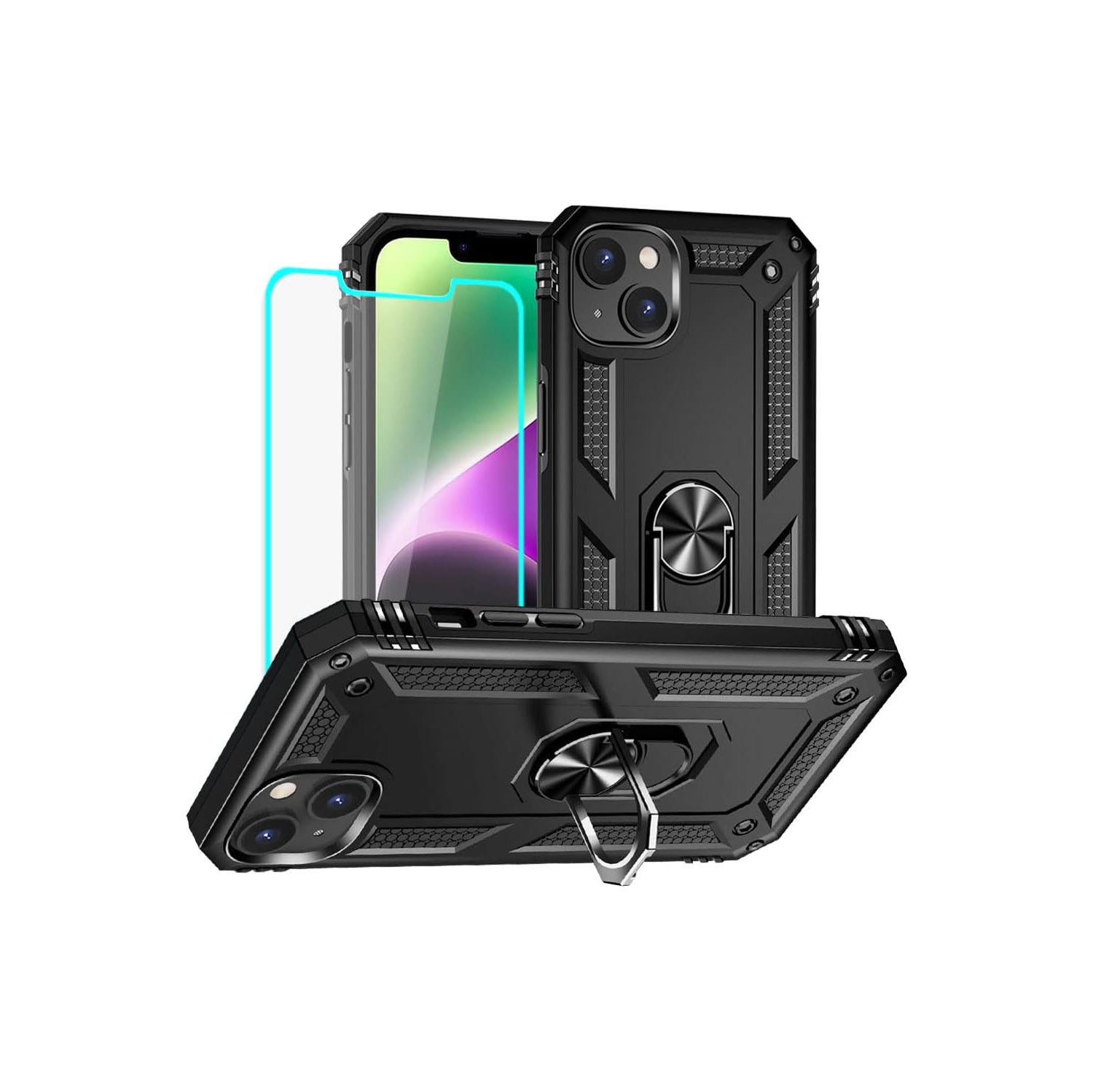 Tasnim for iPhone 11 Pro Max Case, iPhone 11 Pro Max Phone Case with HD Screen Protector, Military Grade Protective Cases with Ring for iPhone 11 Pro