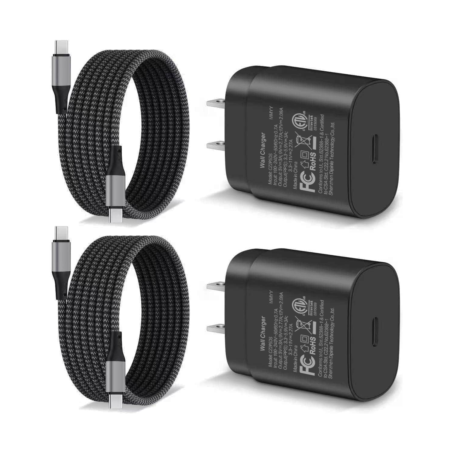 Chargeur USB-C ultrarapide de 25&nbsp;W pour Galaxy S25/S24/S23/S23+/Ultra, S22/S21/S20/FE, S10/S9/S8, Note 20/10, Z Fold 6/5/4, Téléphone Android,