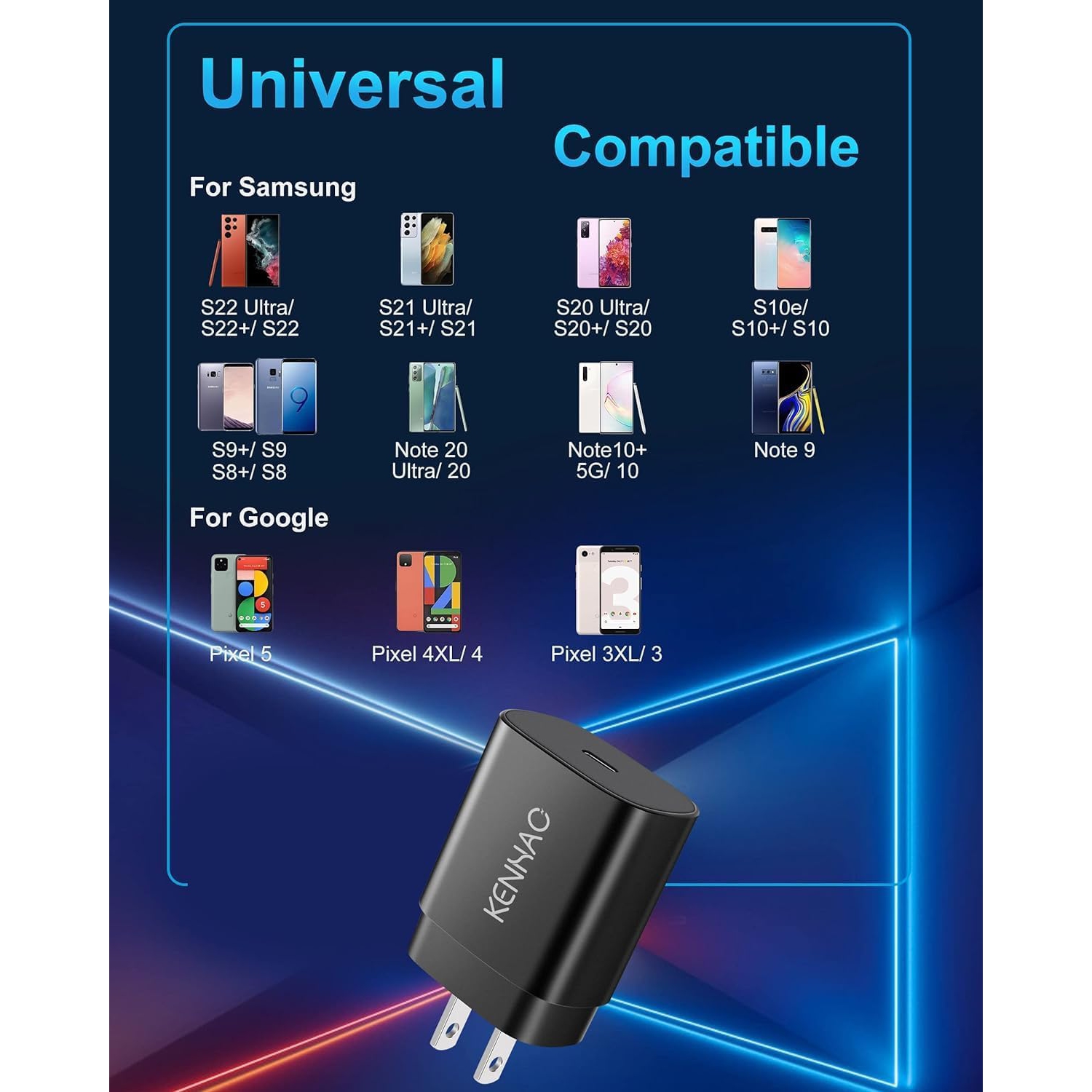 Chargeur USB-C ultrarapide de 25&nbsp;W pour Galaxy S25/S24/S23/S23+/Ultra, S22/S21/S20/FE, S10/S9/S8, Note 20/10, Z Fold 6/5/4, Téléphone Android,