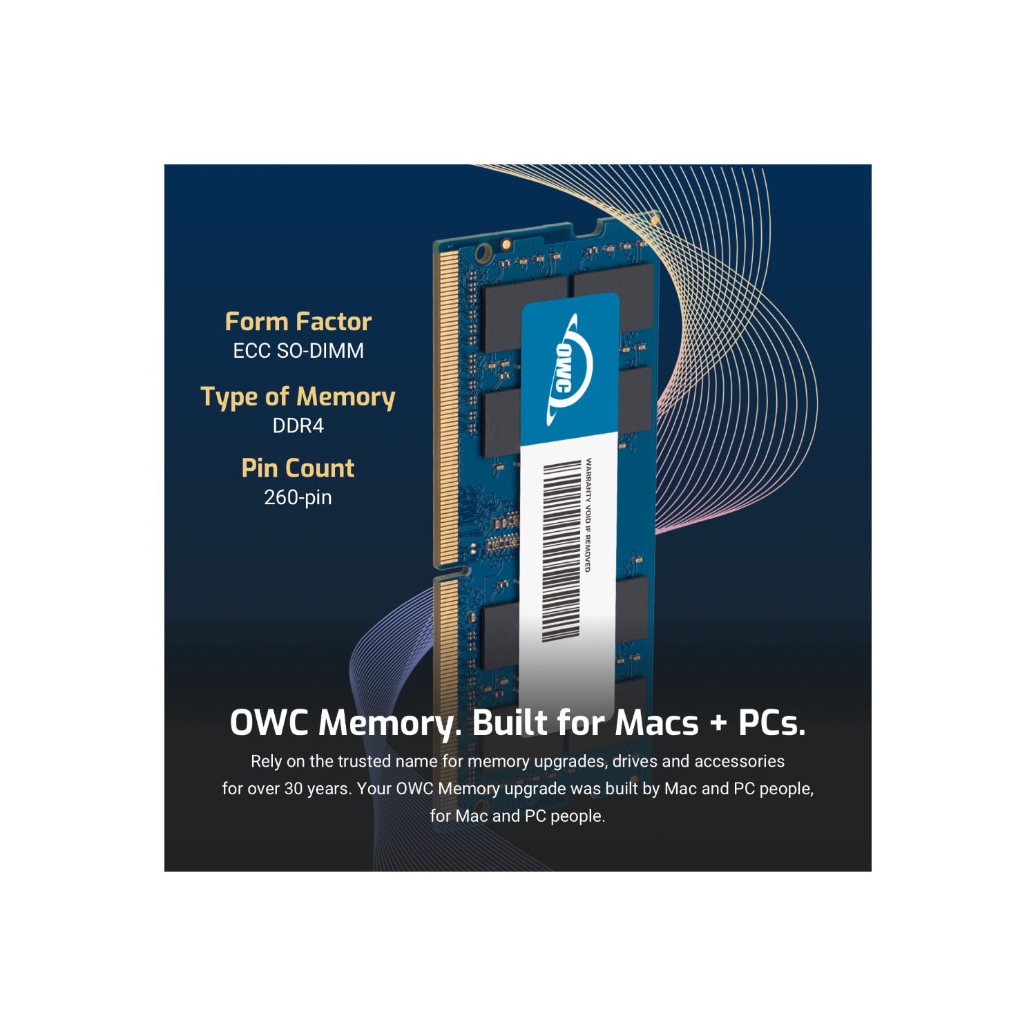 OWC 128GB DDR4 2933MHz PC4-23400 CL21 1RX8 ECC Unbuffered SODIMM 1.2V 260-pin Memory RAM