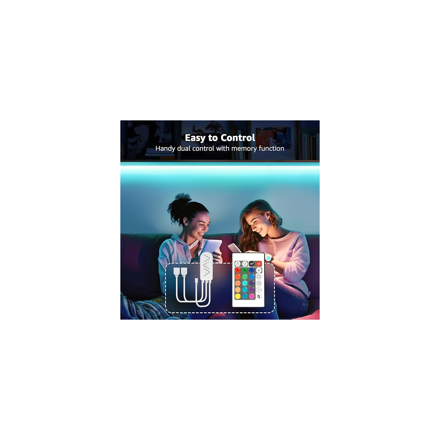 2 Packs LE Smart LED Light Strip Support for 2.4Ghz Wifi, 32.8ft light strips Sync with Music, 5050 LED Lights Strip with Color Changing for Bedroom,