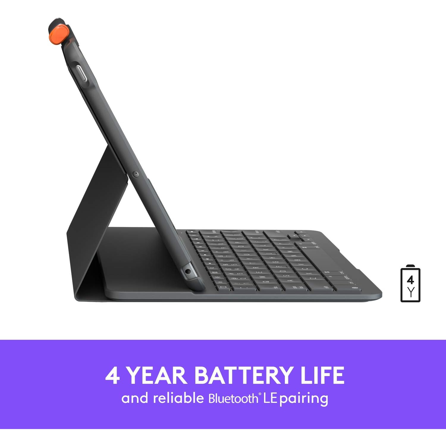 Logitech Slim Folio Keyboard Case for iPad 7th, 8th, 9th Gen, Water Resistant, Bump Resistant, Scratch Resistant, Laptop-Like Typing - Graphite