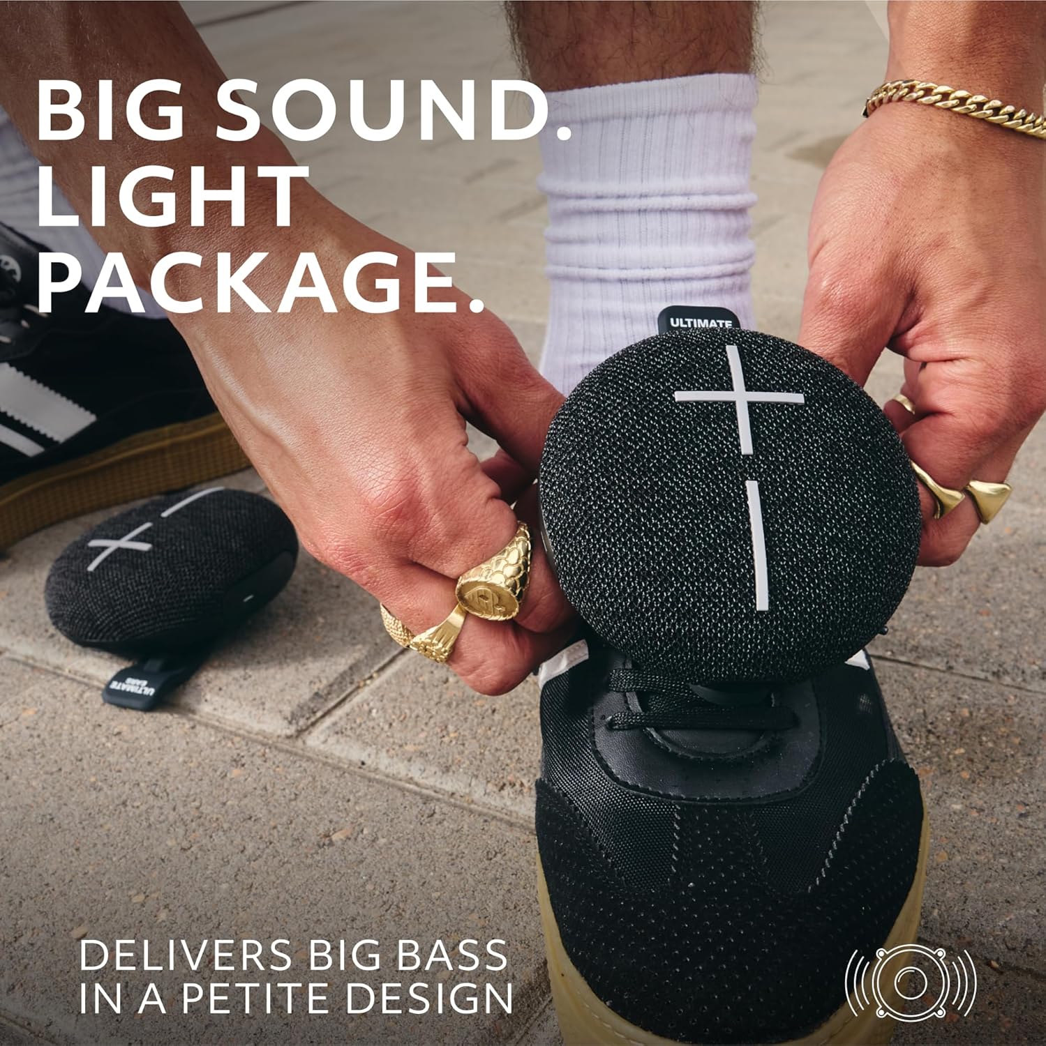 Ultimate Ears MINIROLL Ultra-Portable Waterproof Bluetooth Speaker, Big Bass, IP67 Dustproof, 131 ft Range - Gentle Black (984-002015)