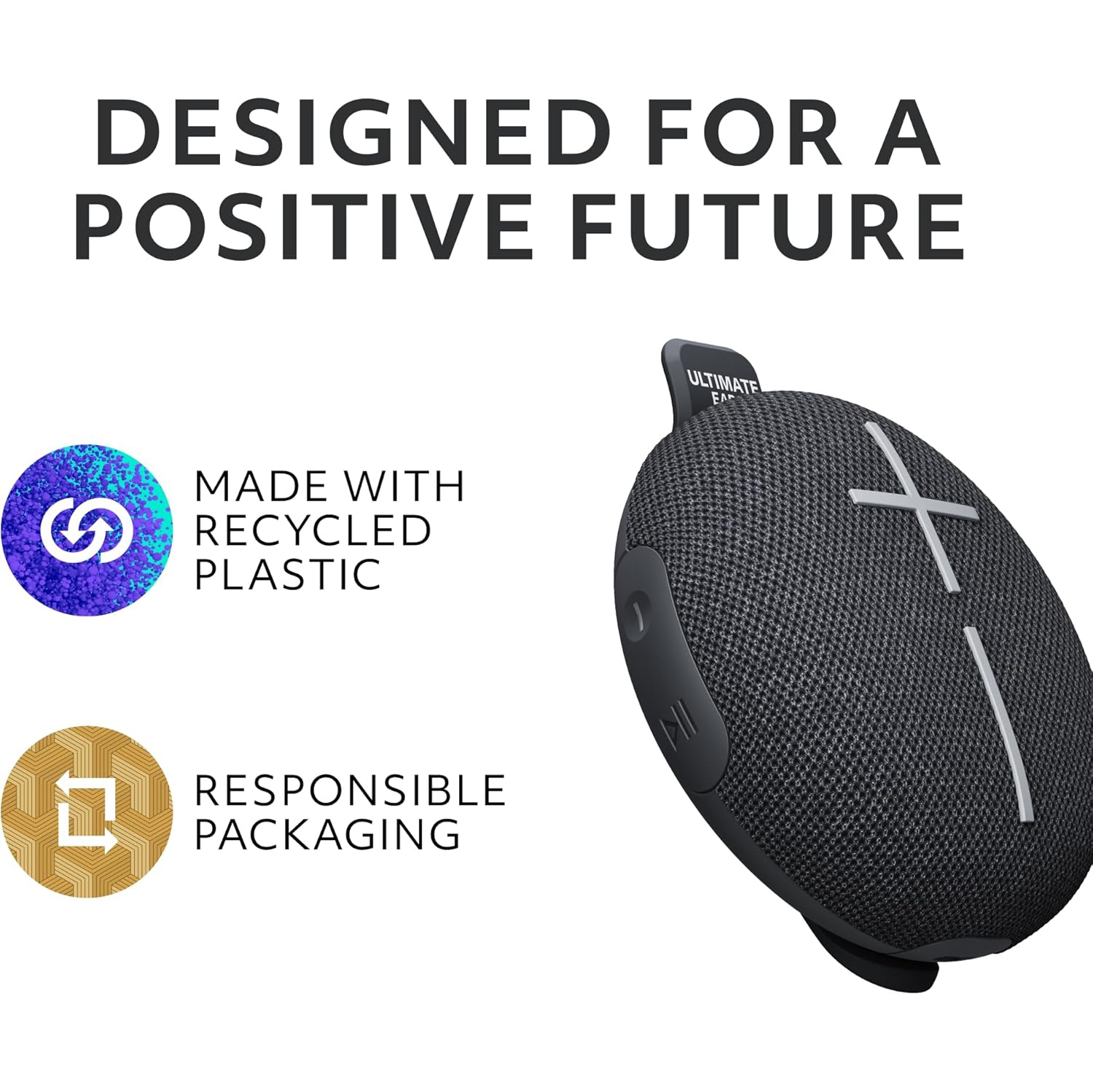 Ultimate Ears MINIROLL Ultra-Portable Waterproof Bluetooth Speaker, Big Bass, IP67 Dustproof, 131 ft Range - Gentle Black (984-002015)