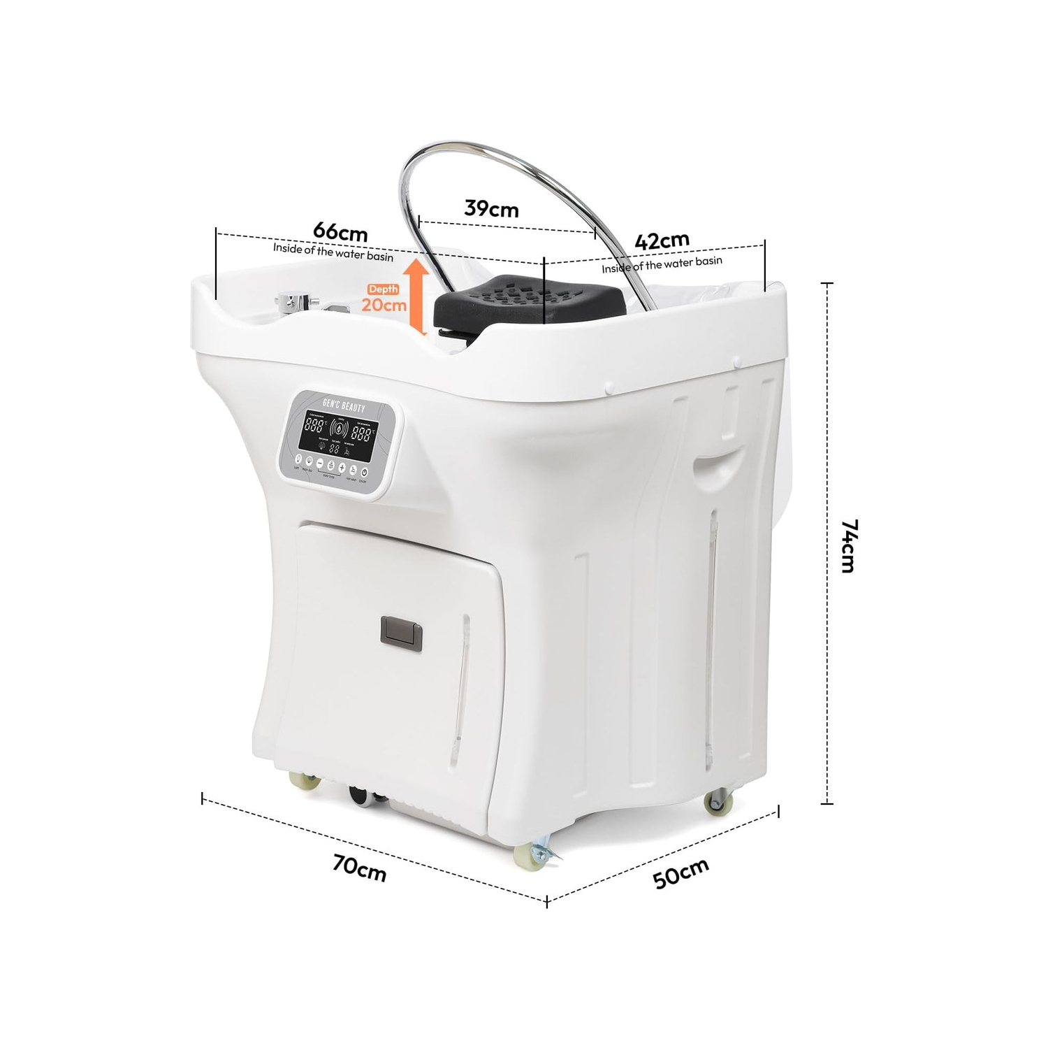 Gen'C Béauty Professional Premium Head Spa Equipment Mobile Hair Wash Basin with Water Circulation