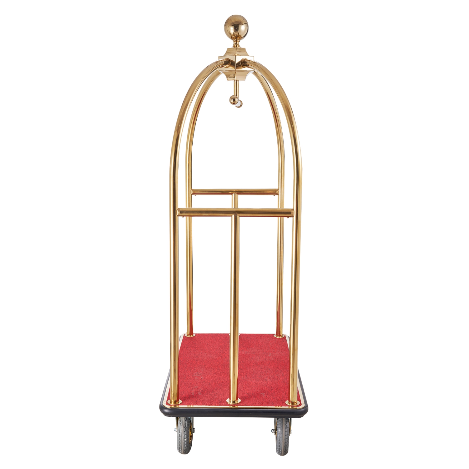 Chariot à bagages VEVOR de 1500 LB, chariot incurvé en acier inoxydable brossé Bellman, voiturier avec plateforme en tapis rouge et roues en