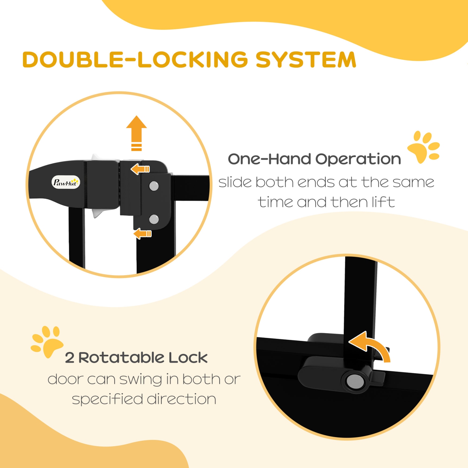 PawHut 29"-34" Wide Dog Gate with Door, Pressure Fit, Auto Close, Double Locking for Doorways Hallways Stairs, 37" Tall, Black