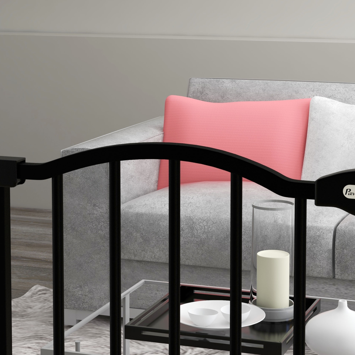 PawHut 29"-34" Wide Dog Gate with Door, Pressure Fit, Auto Close, Double Locking for Doorways Hallways Stairs, 37" Tall, Black