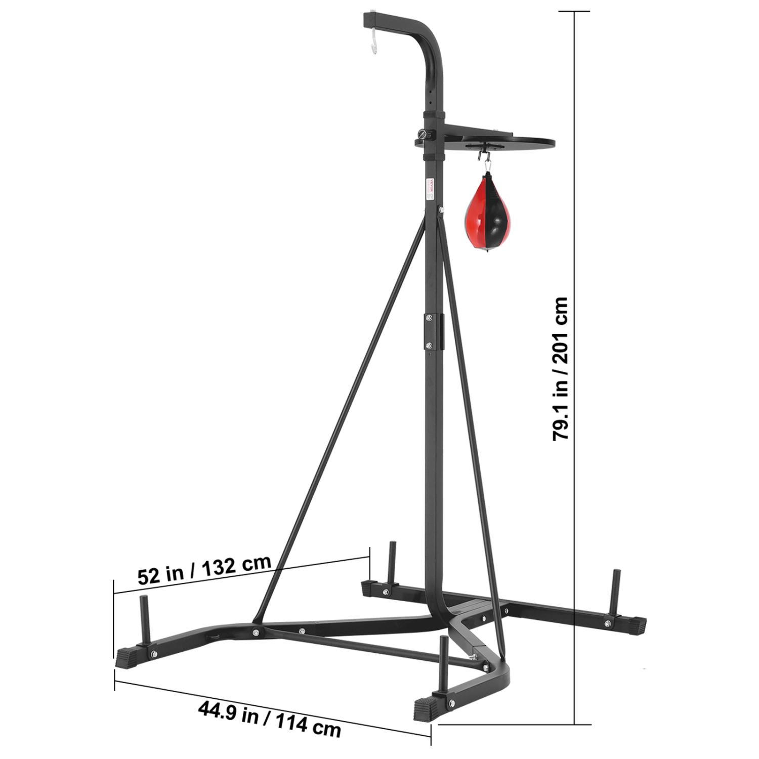 VEVOR 2 in 1 Punching Bag Stand, Steel Heavy Duty Workout Equipment, Adjustable Height Boxing Punching Bag and Speed Bag Stand, Freestanding Sandbag