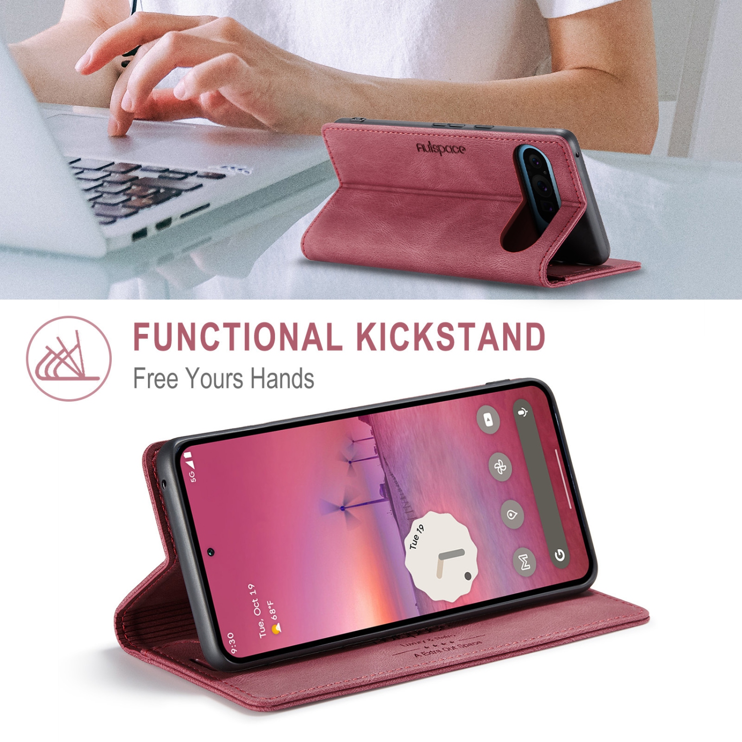 Google Pixel 9 Pro XL Flip Case with Card Holder - Red