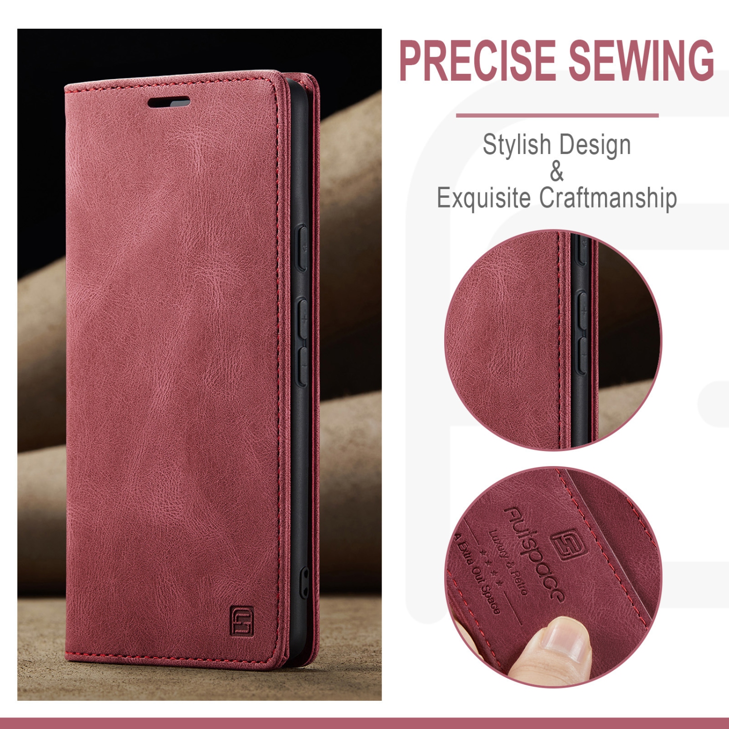 Google Pixel 9 Pro XL Flip Case with Card Holder - Red