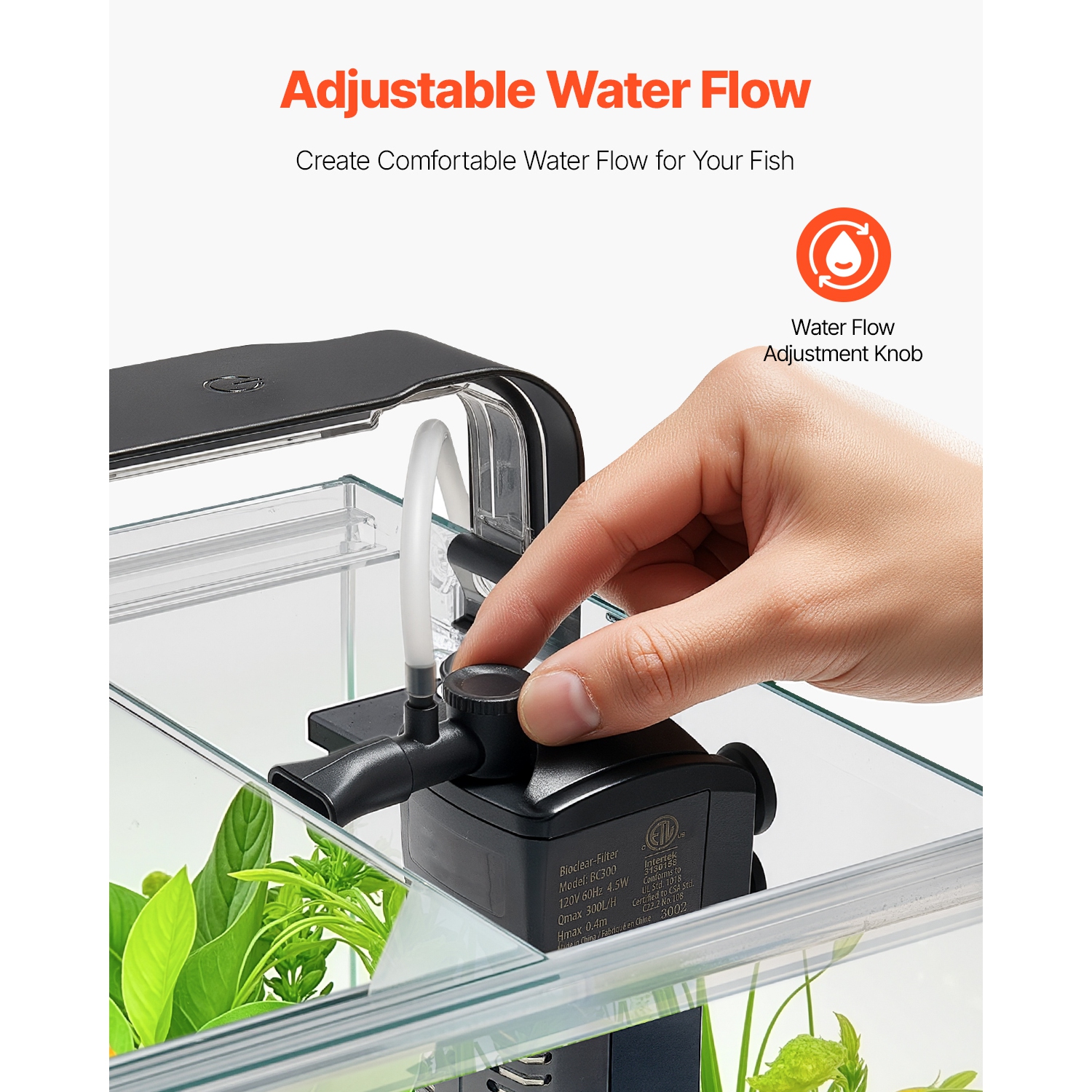 Aquarium VEVOR de 5 gallons pour aquarium, réservoir de démarrage intelligent carré en verre ultra-transparent à éclairage réglable à 3 couleurs,