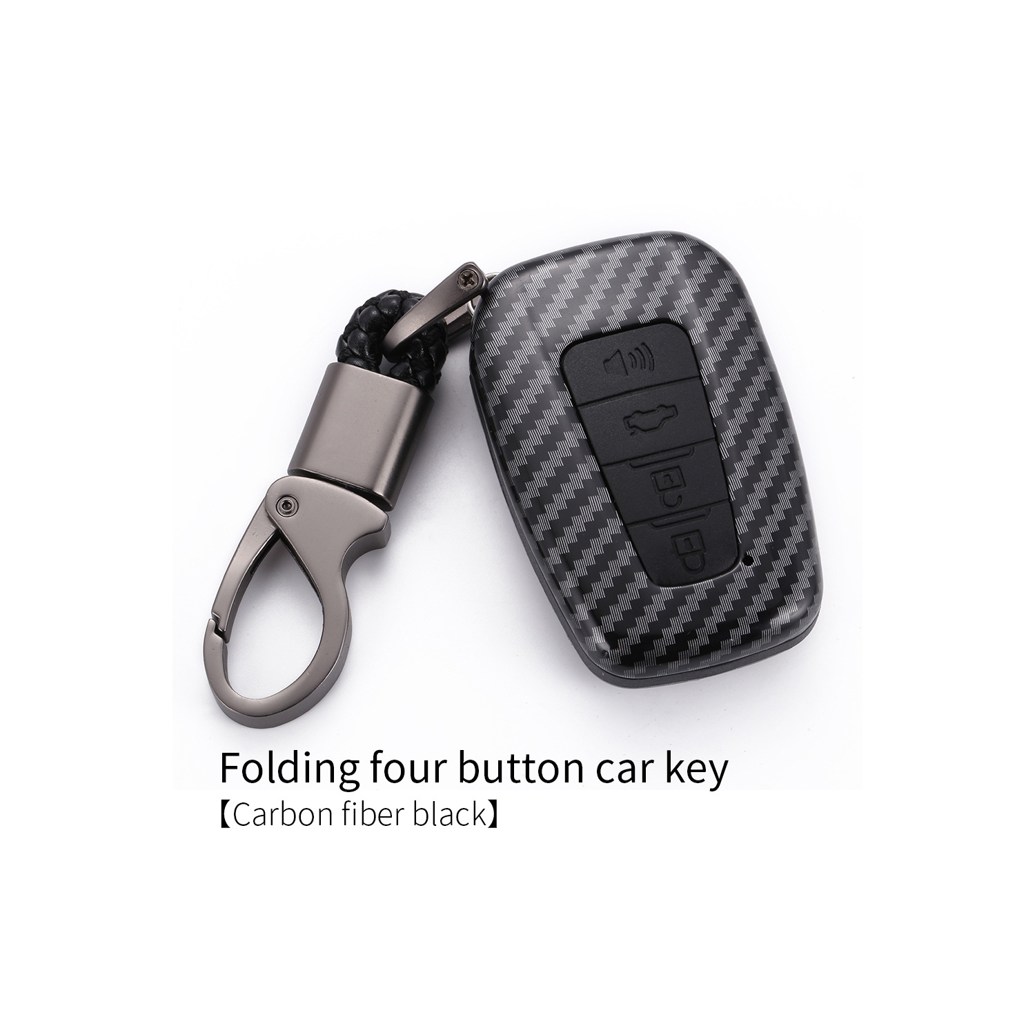 Suitable for Toyota Corolla key bag new Camry RAV4 Rongfang Crown Highlander four-button carbon fiber clip - four-button carbon fiber black single