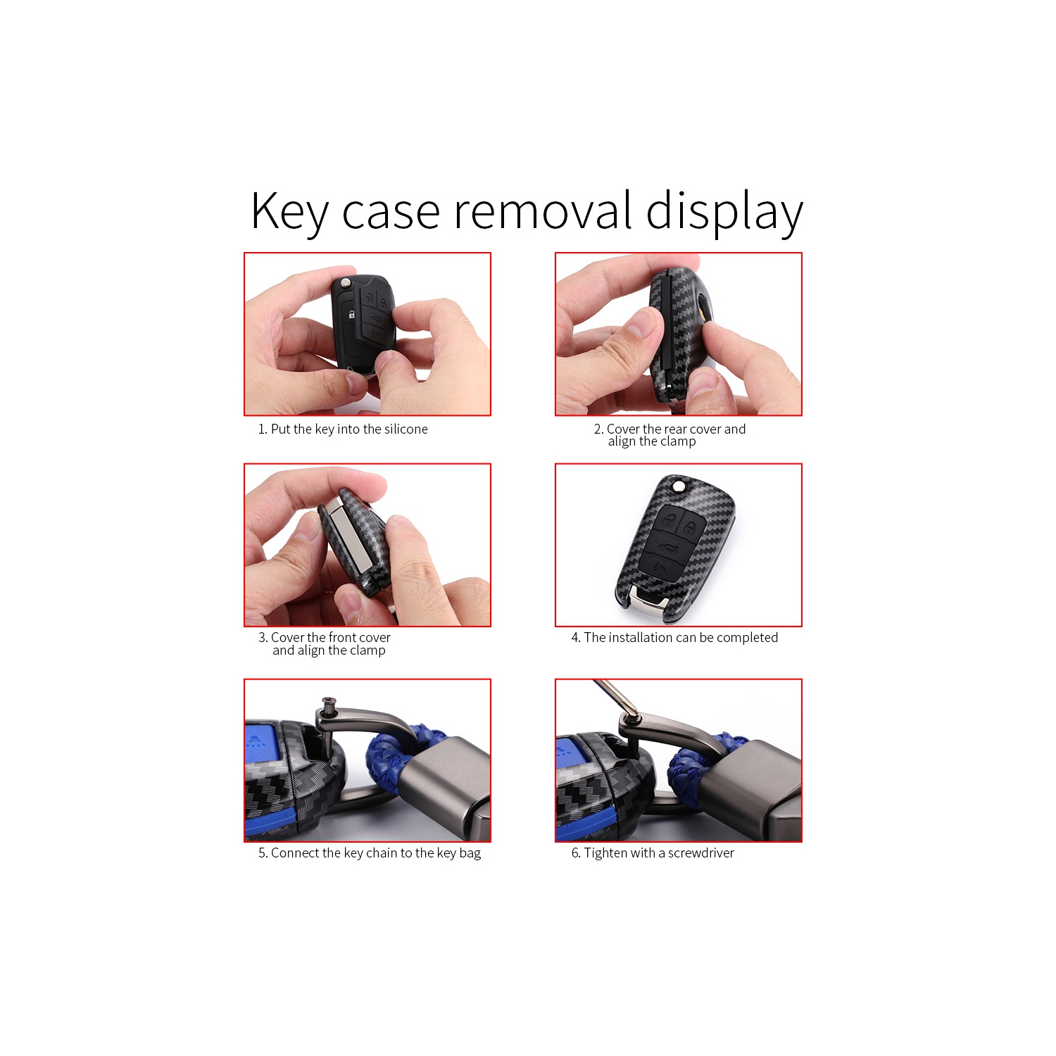 Suitable for Toyota Corolla key bag new Camry RAV4 Rongfang Crown Highlander four-button carbon fiber clip - four-button carbon fiber black single