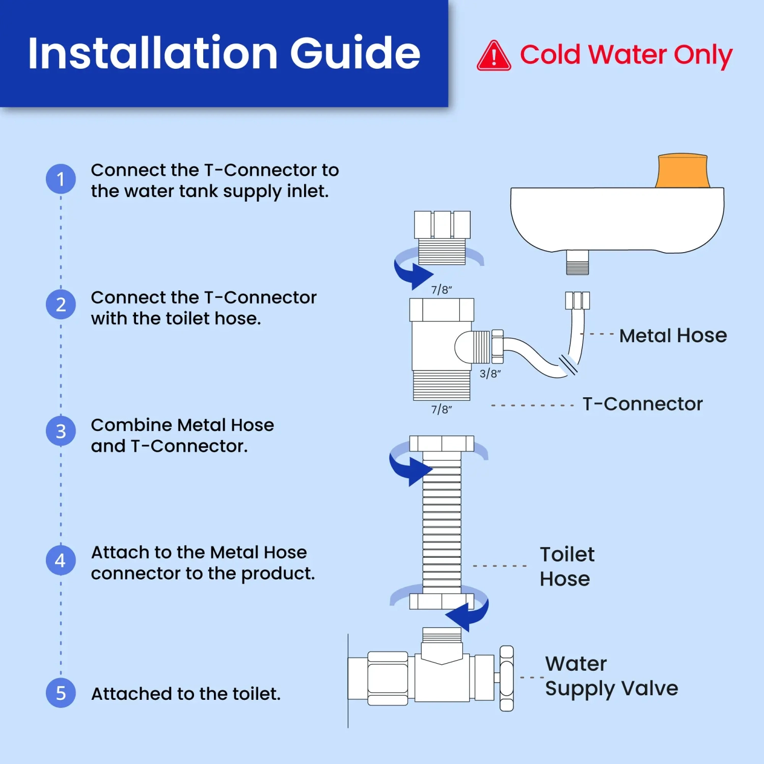 VOVO Basic 9, poignée en bambou véritable, fonction de lavage, embout autonettoyant, accessoire bidet non électrique pour siège de toilette, pression