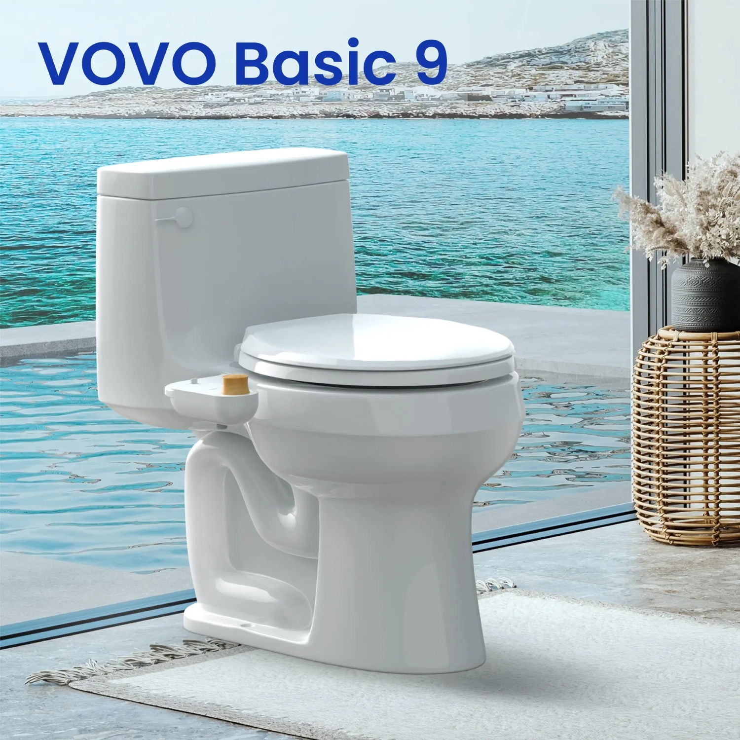 VOVO Basic 9, poignée en bambou véritable, fonction de lavage, embout autonettoyant, accessoire bidet non électrique pour siège de toilette, pression