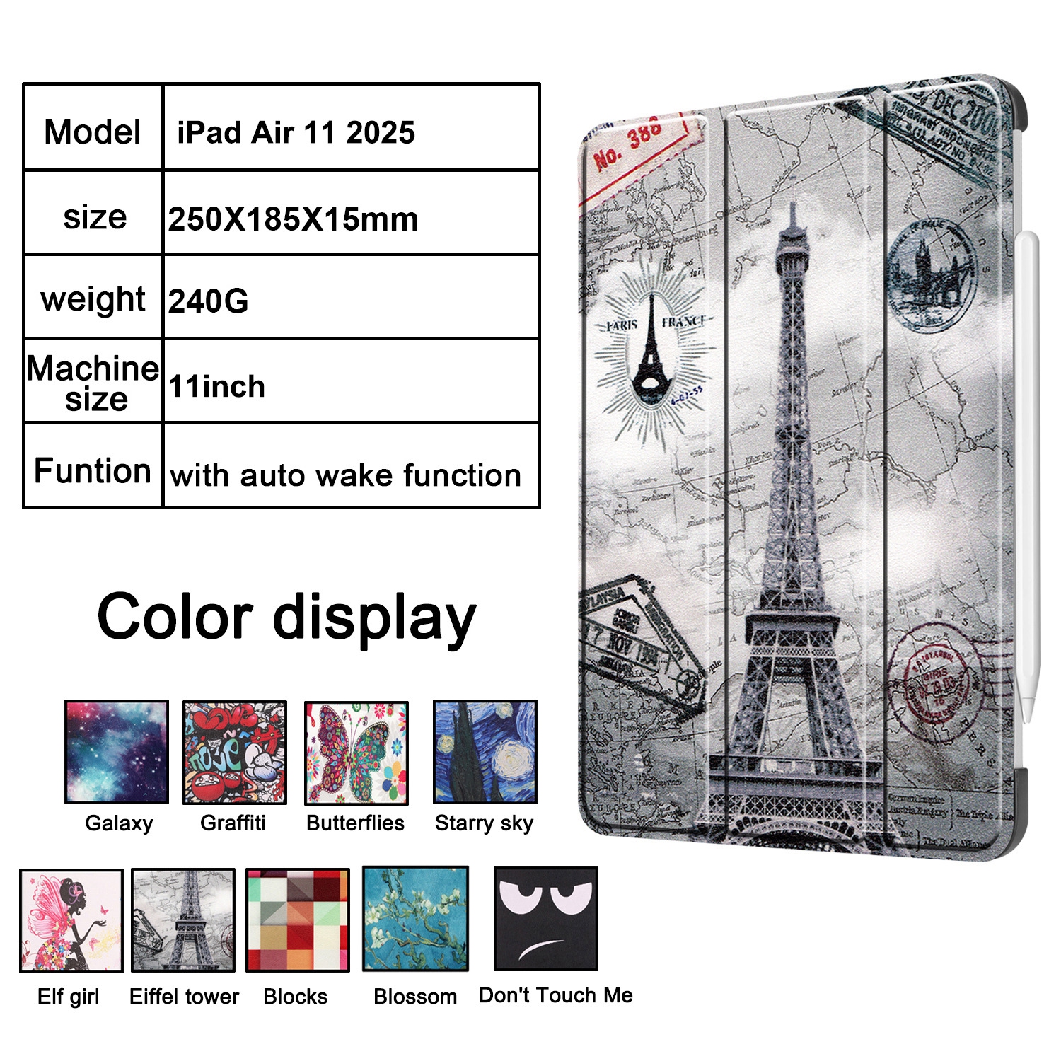For iPad Air 11 (M2/M3) Tablet Case with Trifold Stand, 11-inch Apple Tablet Case - Cube Style