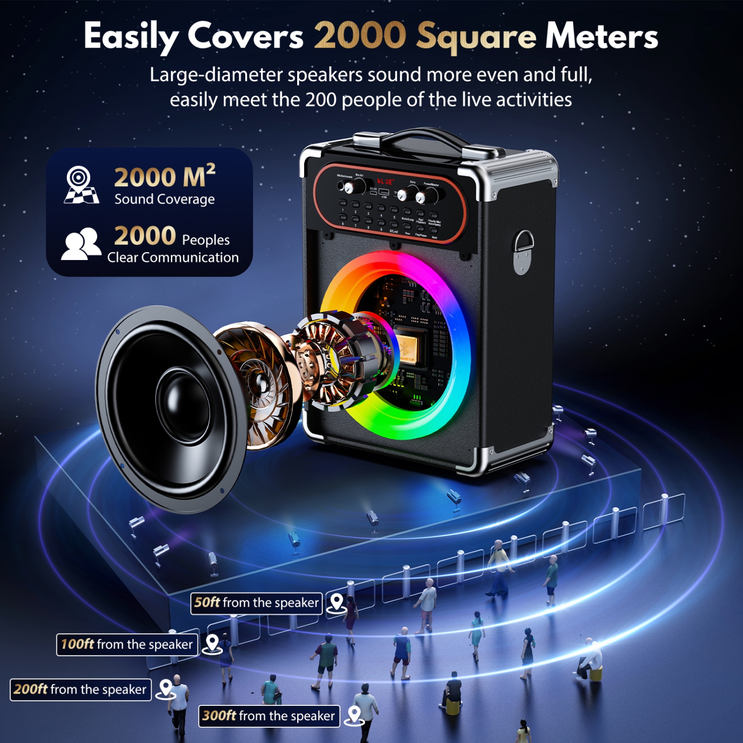 FanFun Karaoke Machine, Bluetooth Singing Machine with 2 Wireless Mics, Portable Karaoke Speaker with LED Party Lights, S68