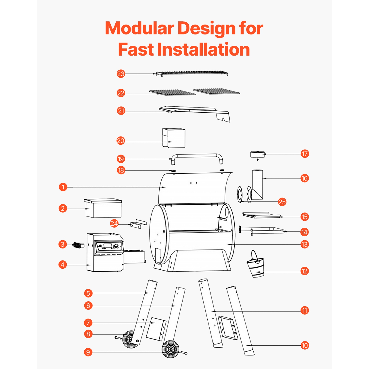 Fumoir à granules de bois 8-en-1 VEVOR, barbecues pour cuisson à l'extérieur, fumoirs électriques de 575 po2 avec contrôle par application Wi-Fi,
