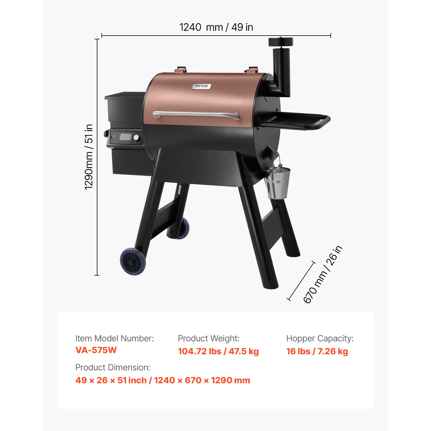 Fumoir à granules de bois 8-en-1 VEVOR, barbecues pour cuisson à l'extérieur, fumoirs électriques de 575 po2 avec contrôle par application Wi-Fi,