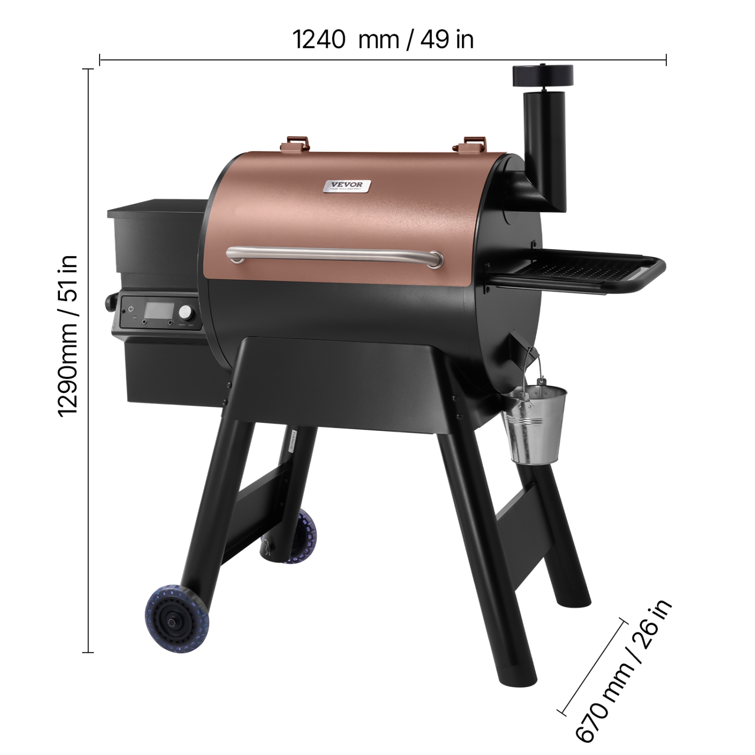 Fumoir à granules de bois 8-en-1 VEVOR, barbecues pour cuisson à l'extérieur, fumoirs électriques de 575 po2 avec contrôle par application Wi-Fi,