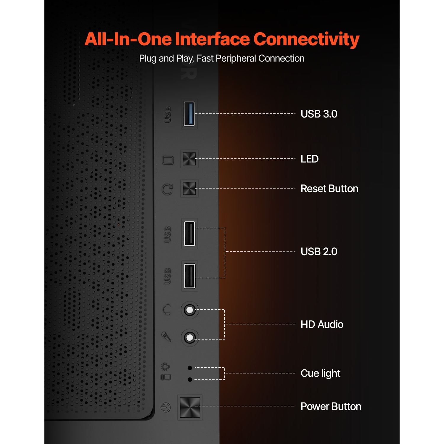 VEVOR PC Gaming Case, Mid-Tower, Computer Case with High-Airflow Tempered Glass Panel, Dust Filter, 4 x 120 mm Fans, for GPU up to 270 mm in Length,