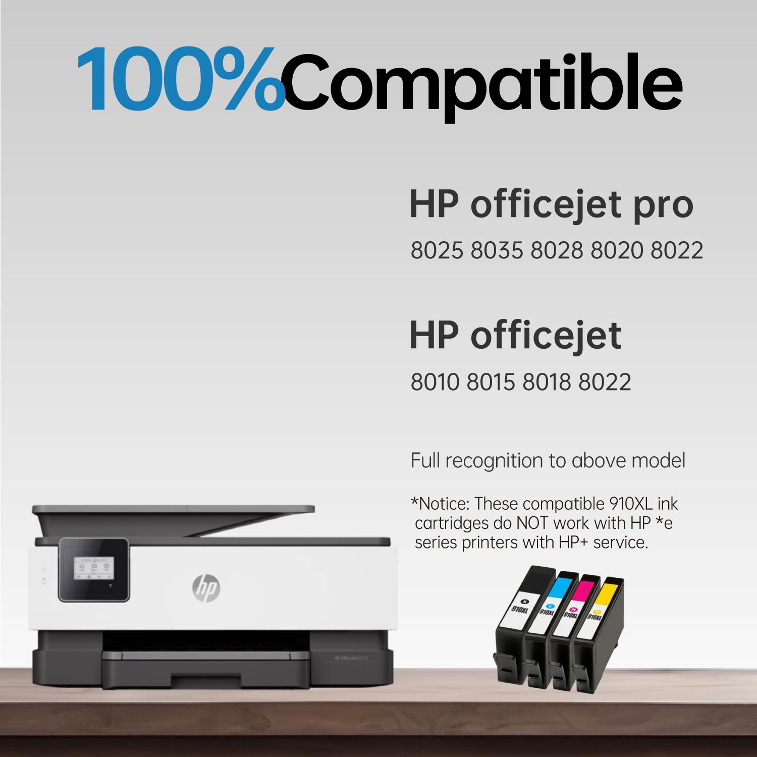 Gotoners Compatible HP 910XL 910 XL Ink Cartridge use with HP Officejet 8010 8015 8018 8022 Pro 8025 8035 8028 8020 8022 Printer DO NOT work with HP