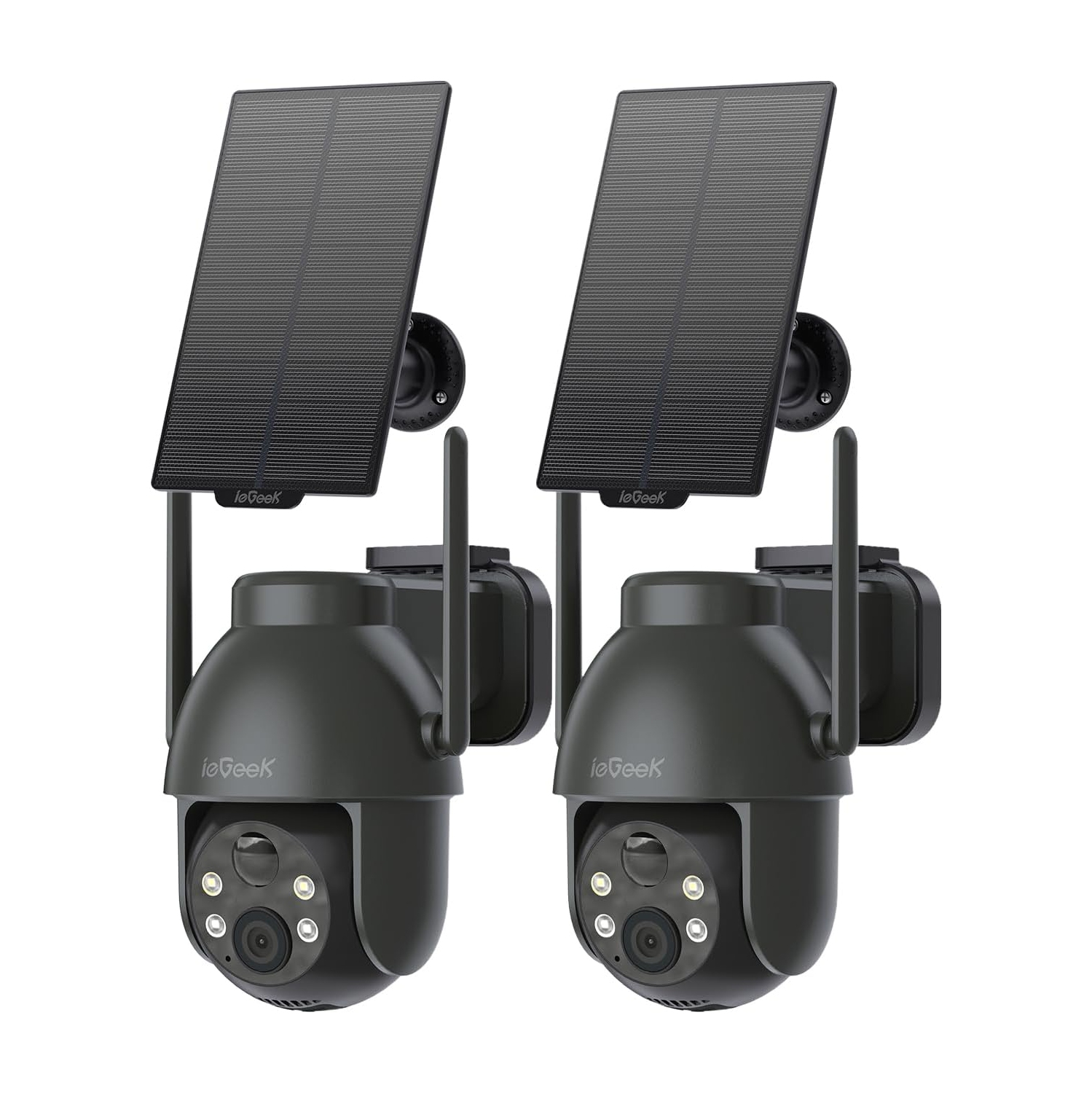 Caméras de sécurité sans fil extérieures, système de caméras Wi-Fi 360° PTZ 2,4 G pour surveillance extérieure à domicile, caméra solaire et à