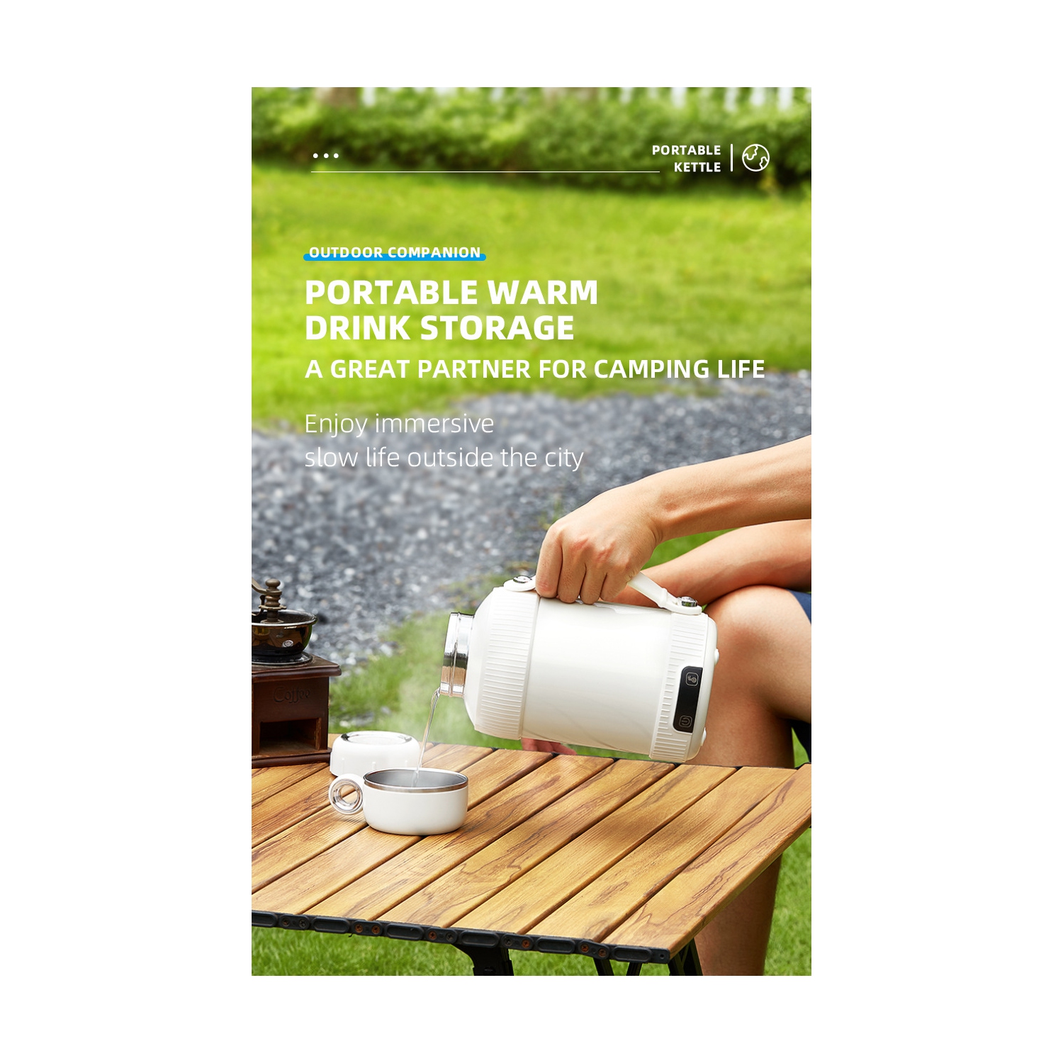 Portable Electric Water Cup Travel Kettle Home Multi-function Thermos Cup 110v US Regulator - White