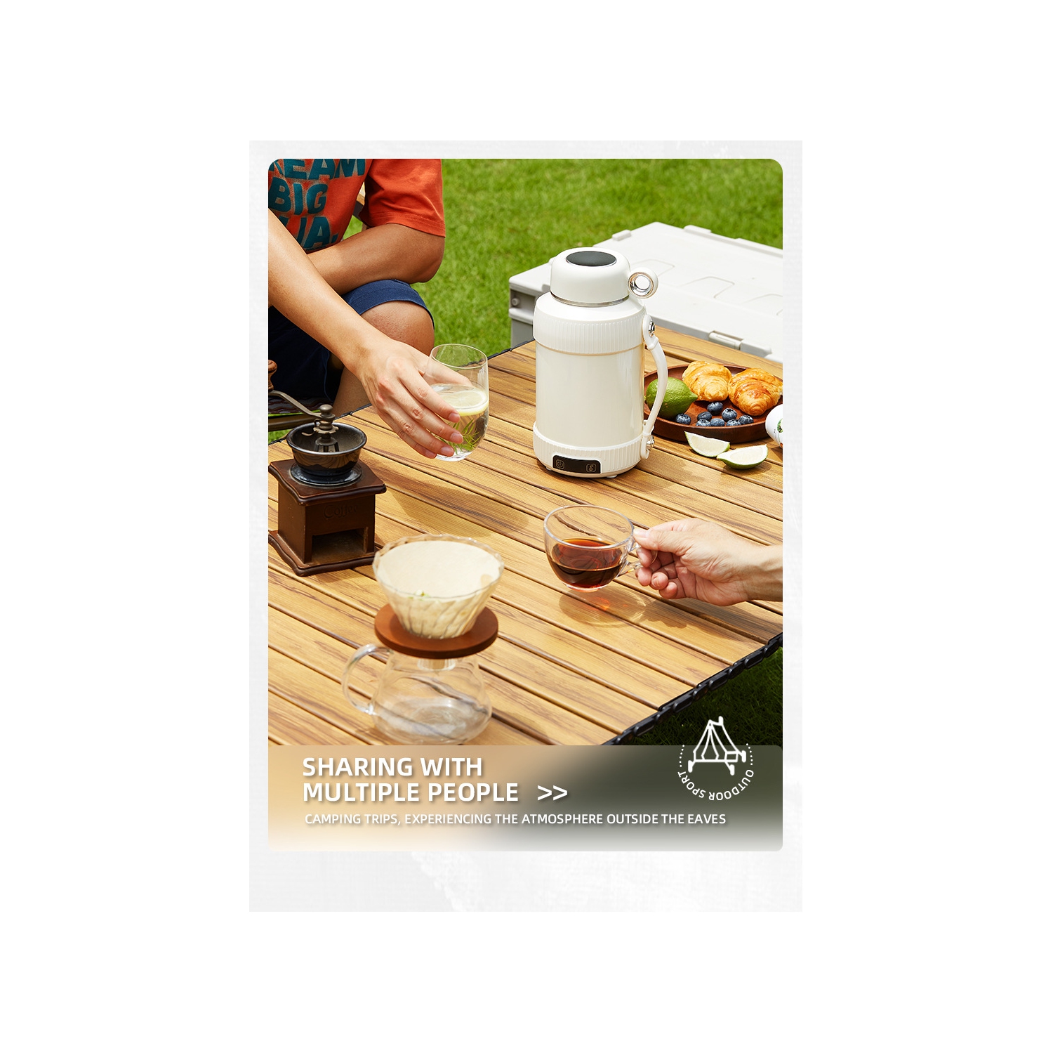 Portable Electric Water Cup Travel Kettle Home Multi-function Thermos Cup 110v US Regulator - White