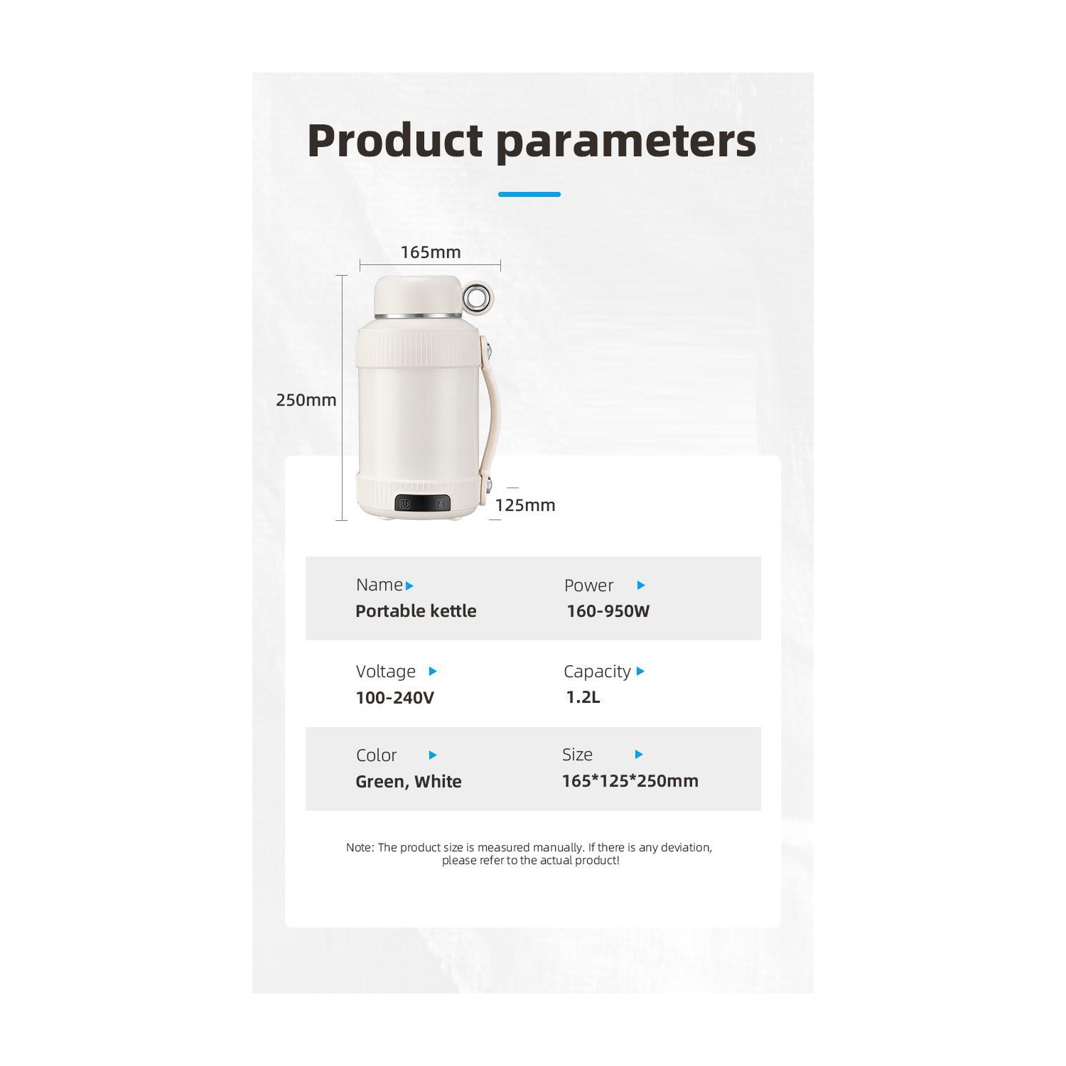 Portable Electric Water Cup Travel Kettle Home Multi-function Thermos Cup 110v US Regulator - White