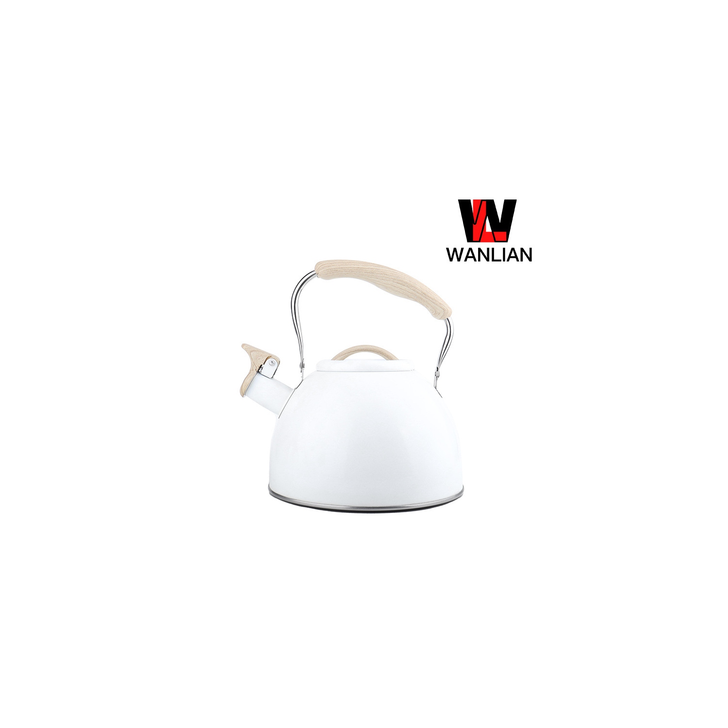 Suitable for induction, gas, and ceramic stoves. 3L large capacity whistling kettle for coffee or milk brewing. White.