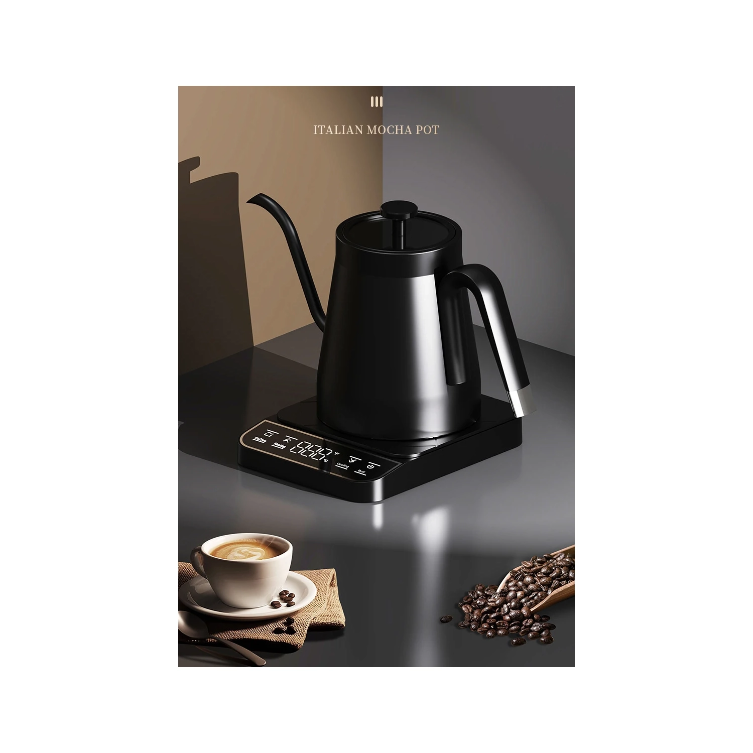 Slim-mouth gooseneck electric kettle, hand-pour coffee maker, smart temperature control panel, constant temperature kettle - titanium - American