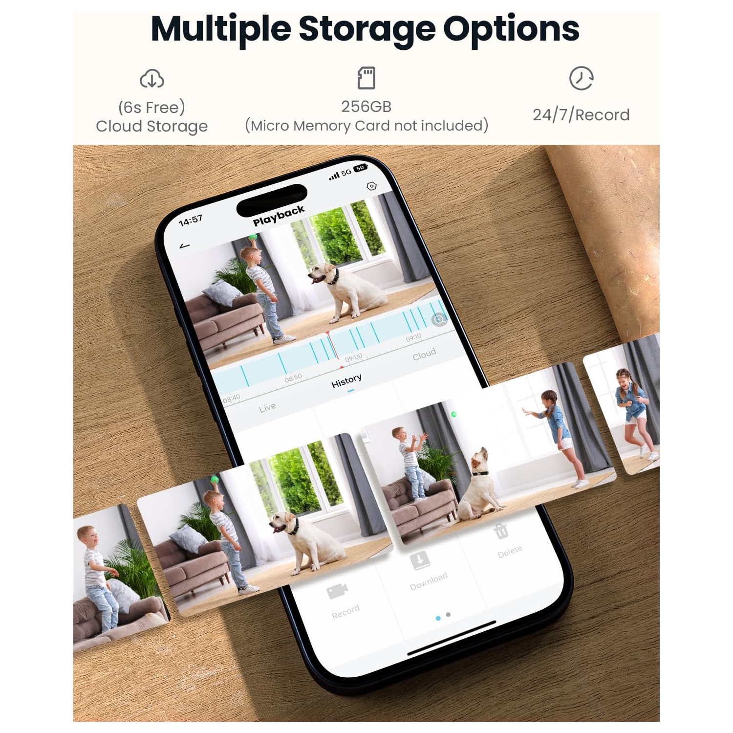 ieGeek 2K Indoor Security Camera, 5G/2.4G WiFi Pet Cameras for Home Security, 360° Dog Cam w/Auto Tracking, Smart Motion Detection, Phone App, Baby