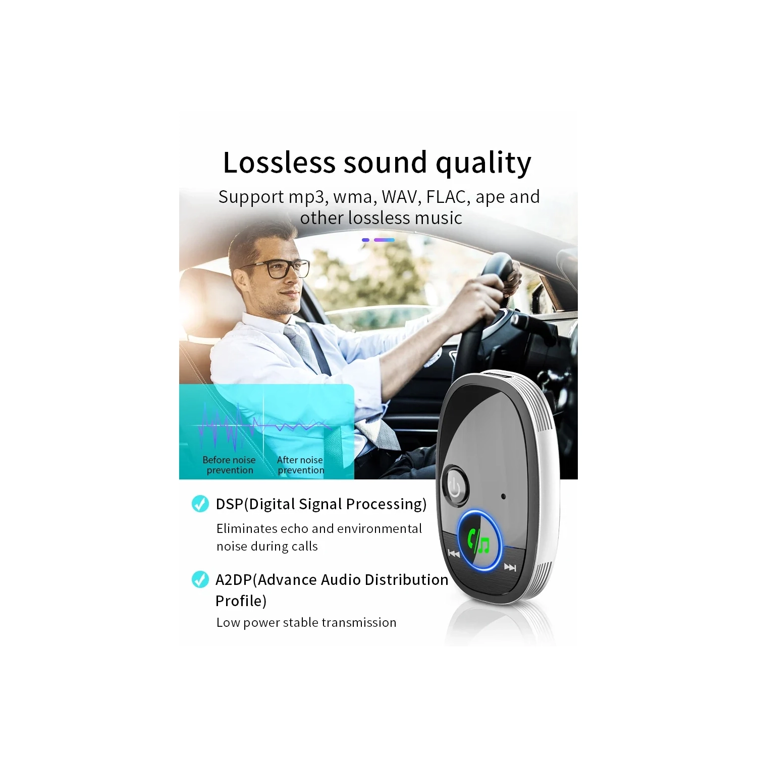 Bluetooth receiver car mobile phone Bluetooth audio adapter car audio Bluetooth converter music receiver stereo hands-free