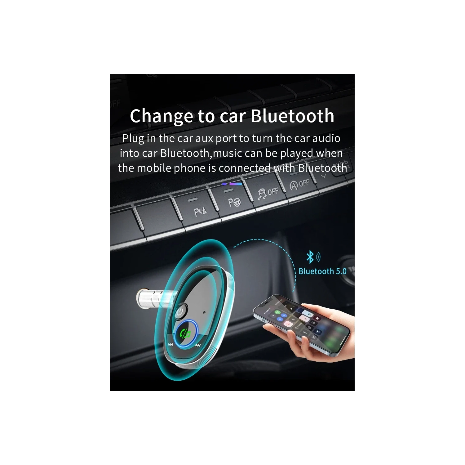 Bluetooth receiver car mobile phone Bluetooth audio adapter car audio Bluetooth converter music receiver stereo hands-free