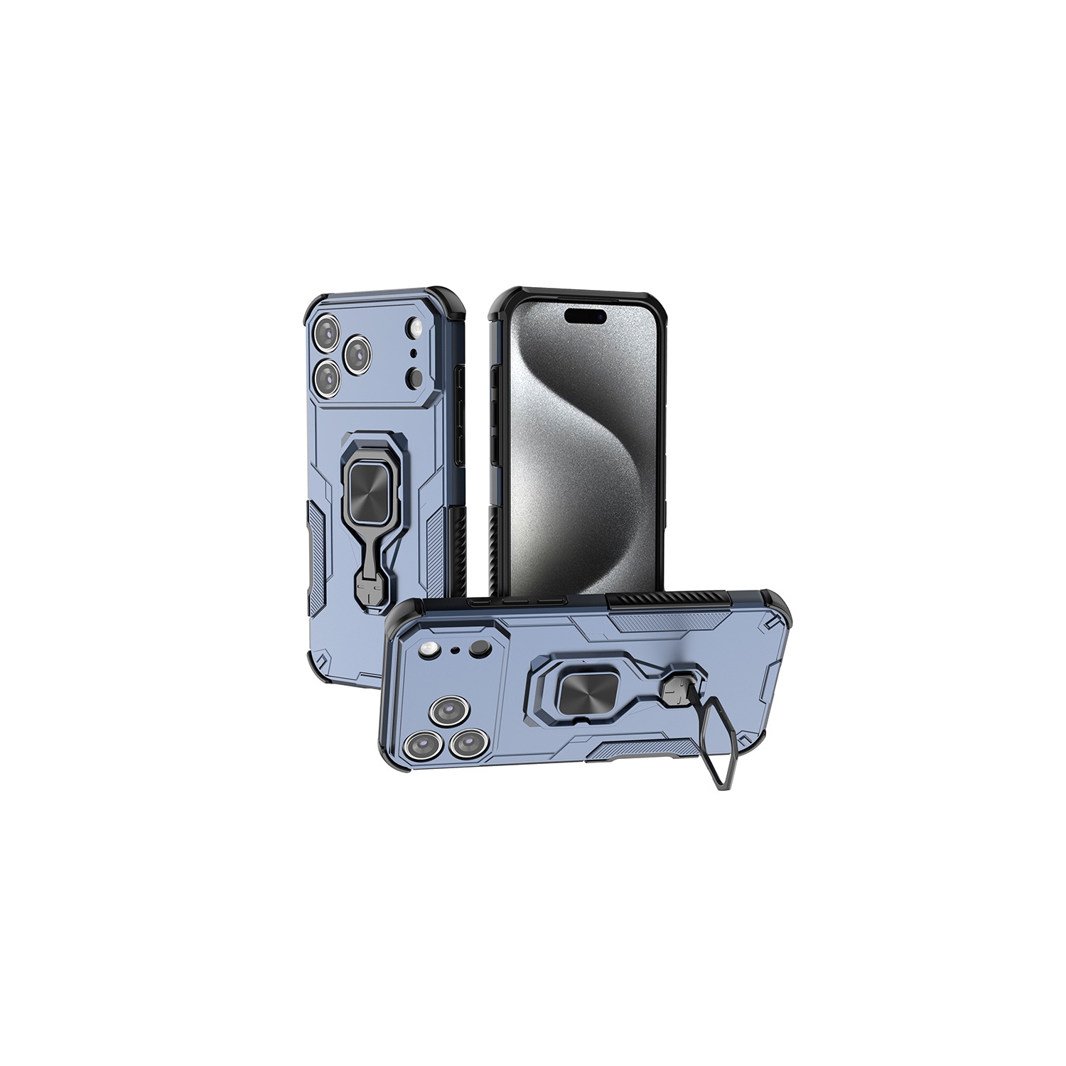 Convient à l'iPhone 15 Pro étui pour téléphone mobile support anneau étui magnétique pour téléphone cellulaire anti-chute voiture 360 ​​support