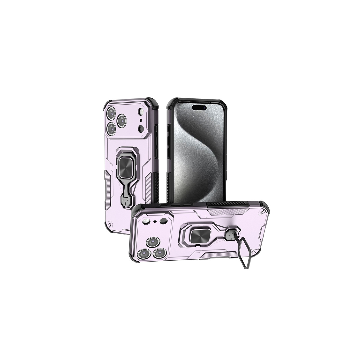 Convient à l'iPhone 15 Pro étui pour téléphone mobile support anneau étui magnétique pour téléphone cellulaire anti-chute voiture 360 ​​support