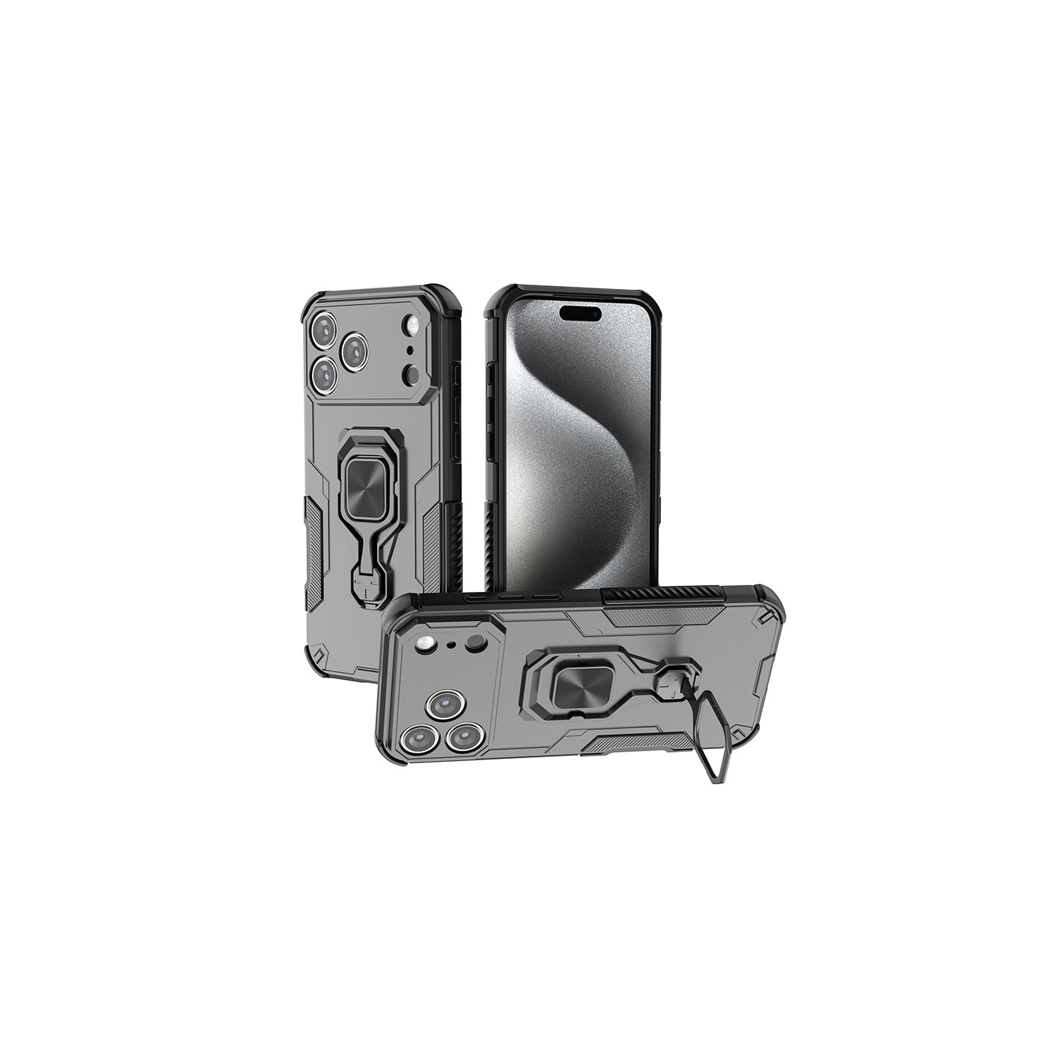 Convient à l'iPhone 15 Pro étui pour téléphone mobile support anneau étui magnétique pour téléphone cellulaire anti-chute voiture 360 ​​support