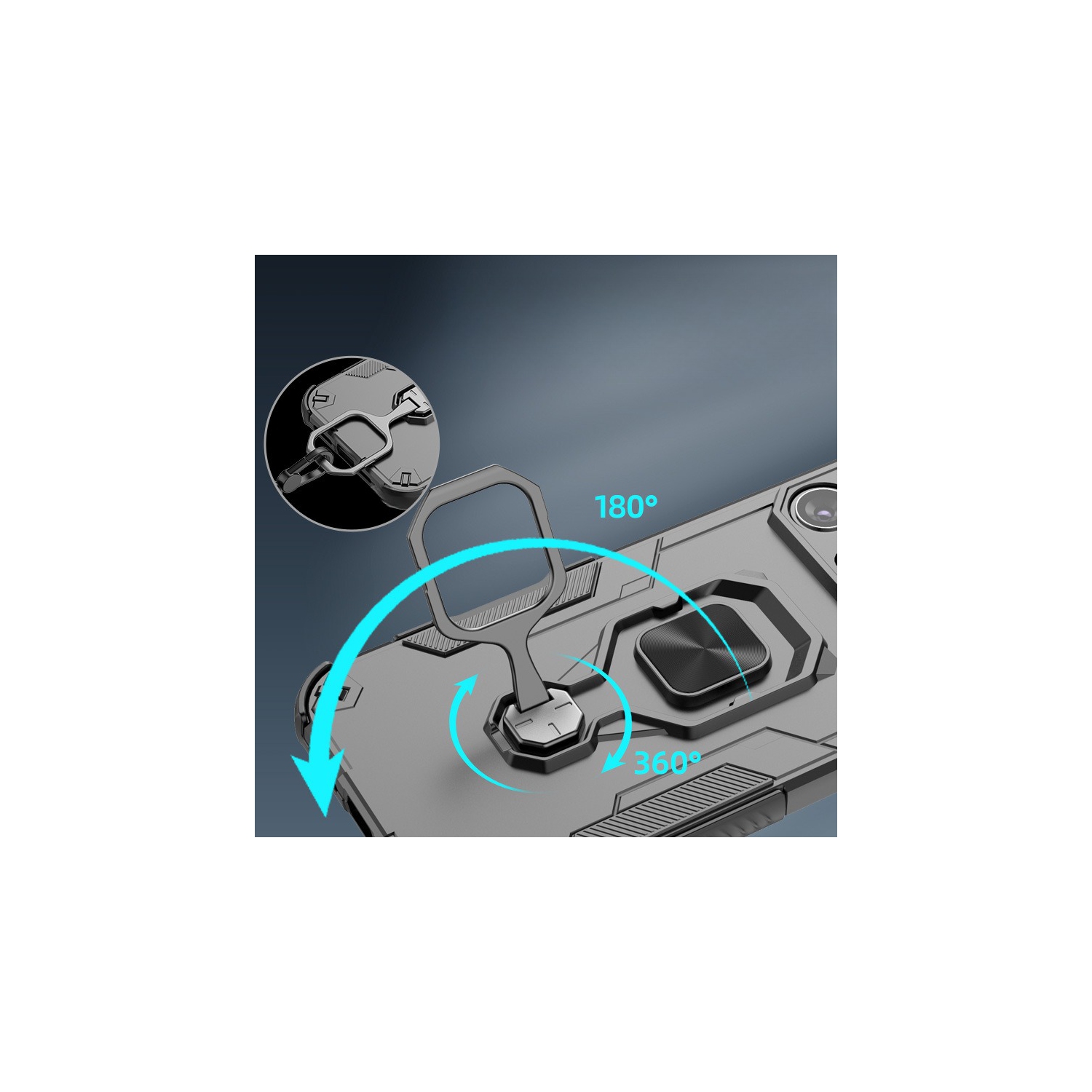 Convient à l'iPhone 15 Pro étui pour téléphone mobile support anneau étui magnétique pour téléphone cellulaire anti-chute voiture 360 support