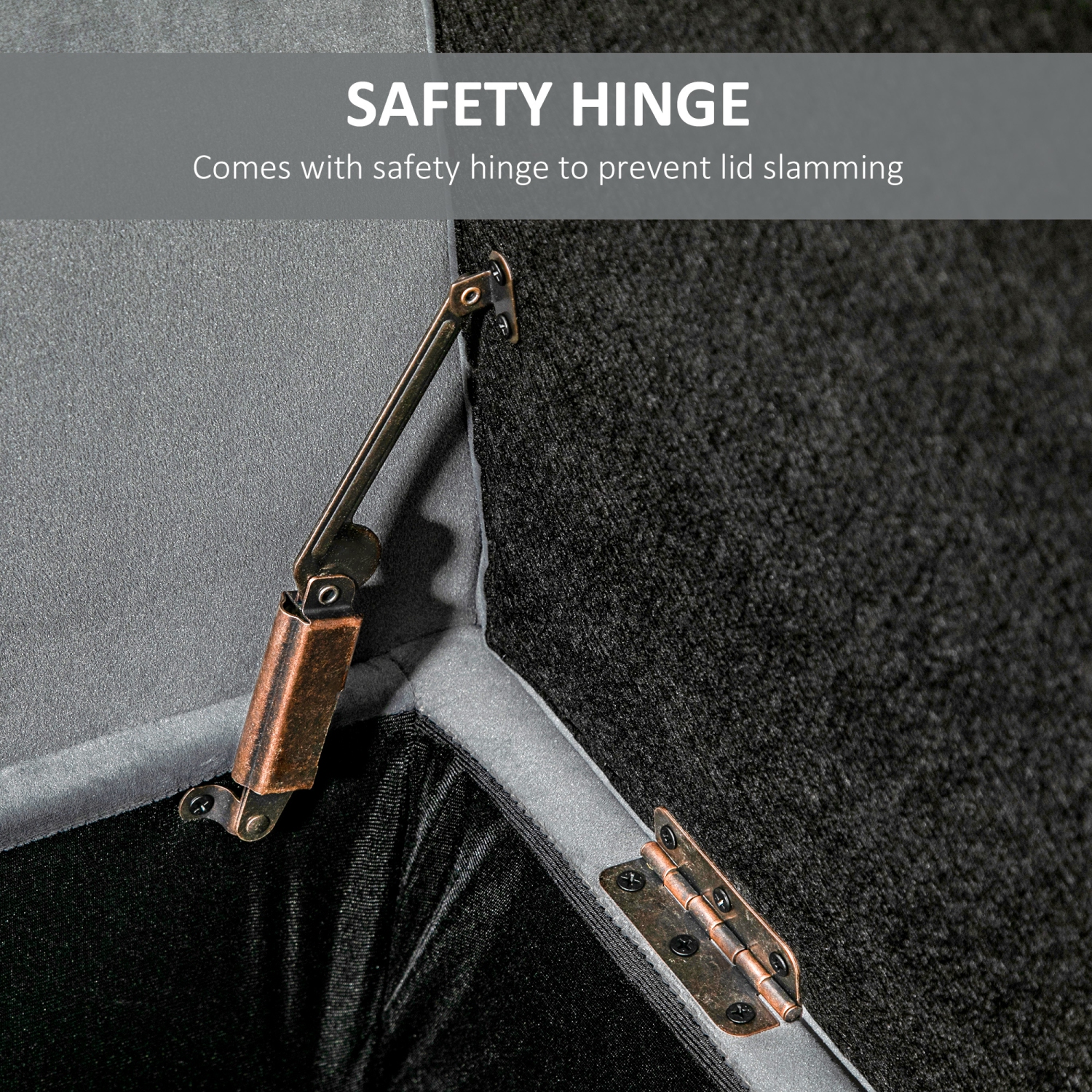 HOMCOM – Banc de rangement capitonné, banc de bout rembourré avec accoudoirs roulés, coffre de rangement, pour salon, chambre, entrée, Gris