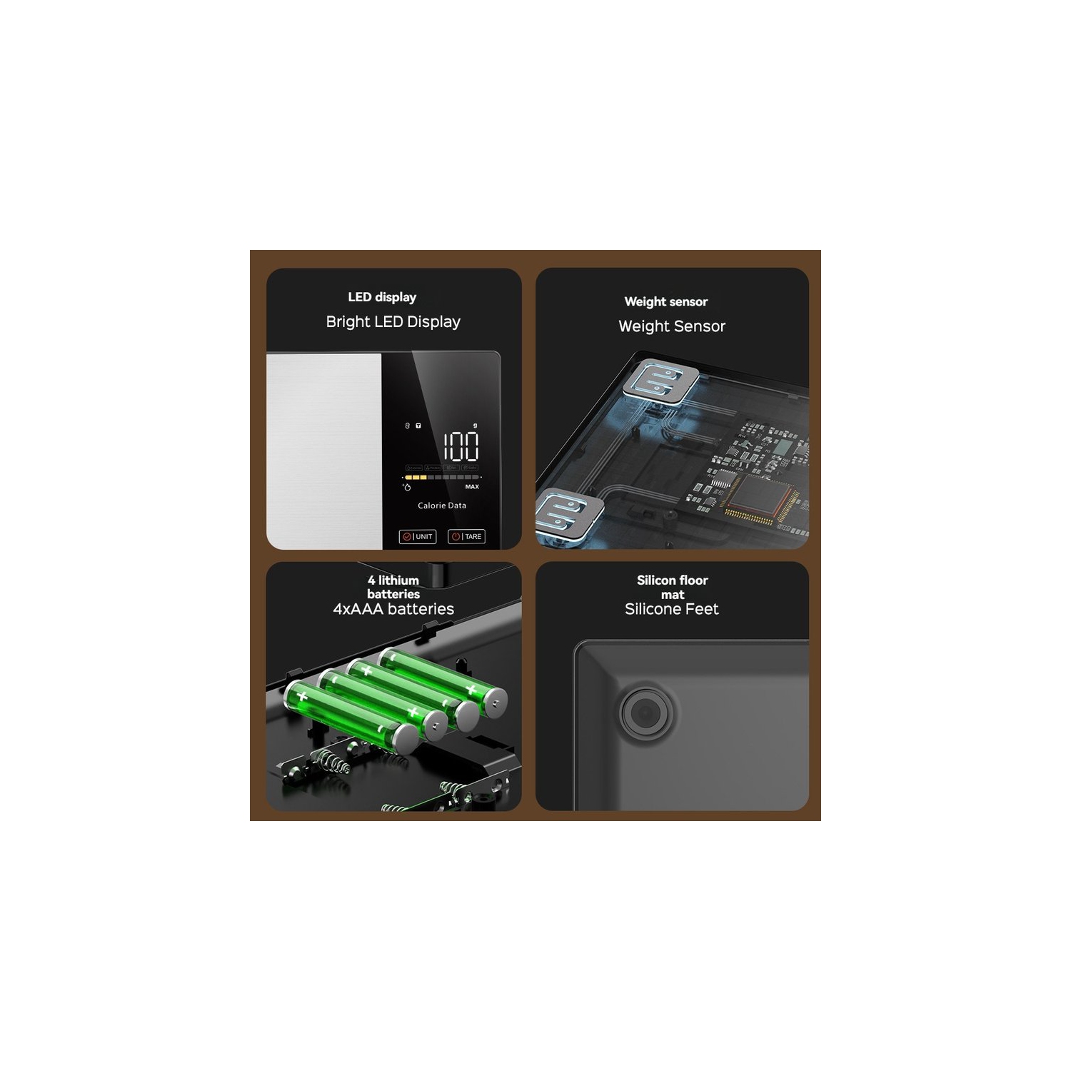 High-Precision Smart Nutrition Scale - Home Roasting Coffee Scale, Stainless Steel Touchscreen Kitchen Scale, Stainless Steel Smart Coffee Scale, LED