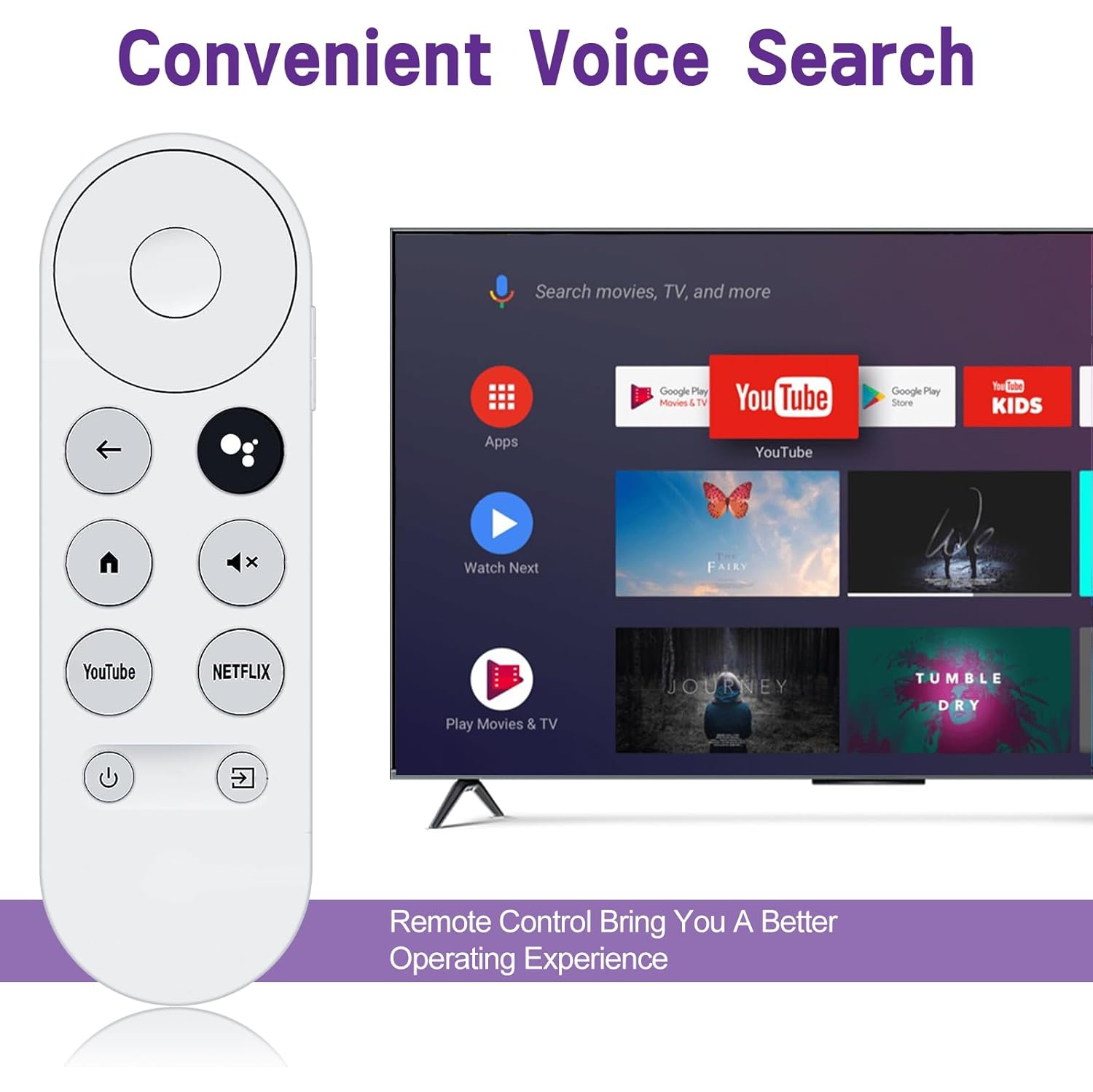 Voice Remote Replacement Control(Remote Only) Fit for Google Chromecast 4K Streaming Media Player Chromecast Remote Replacement for Google TV
