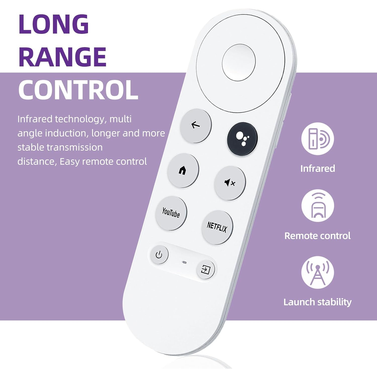 Voice Remote Replacement Control(Remote Only) Fit for Google Chromecast 4K Streaming Media Player Chromecast Remote Replacement for Google TV