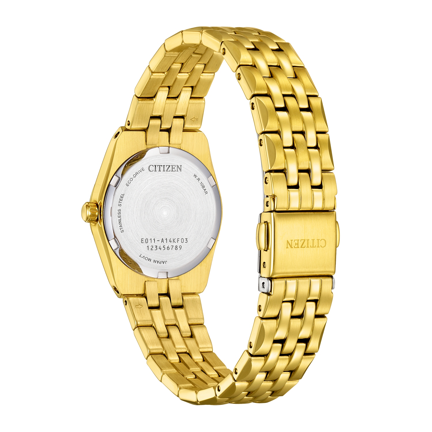 Montre pour femmes Corso Eco-Drive 27&nbsp;mm de Citizen avec boîtier et bracelet en acier inoxydable doré et cadran noir