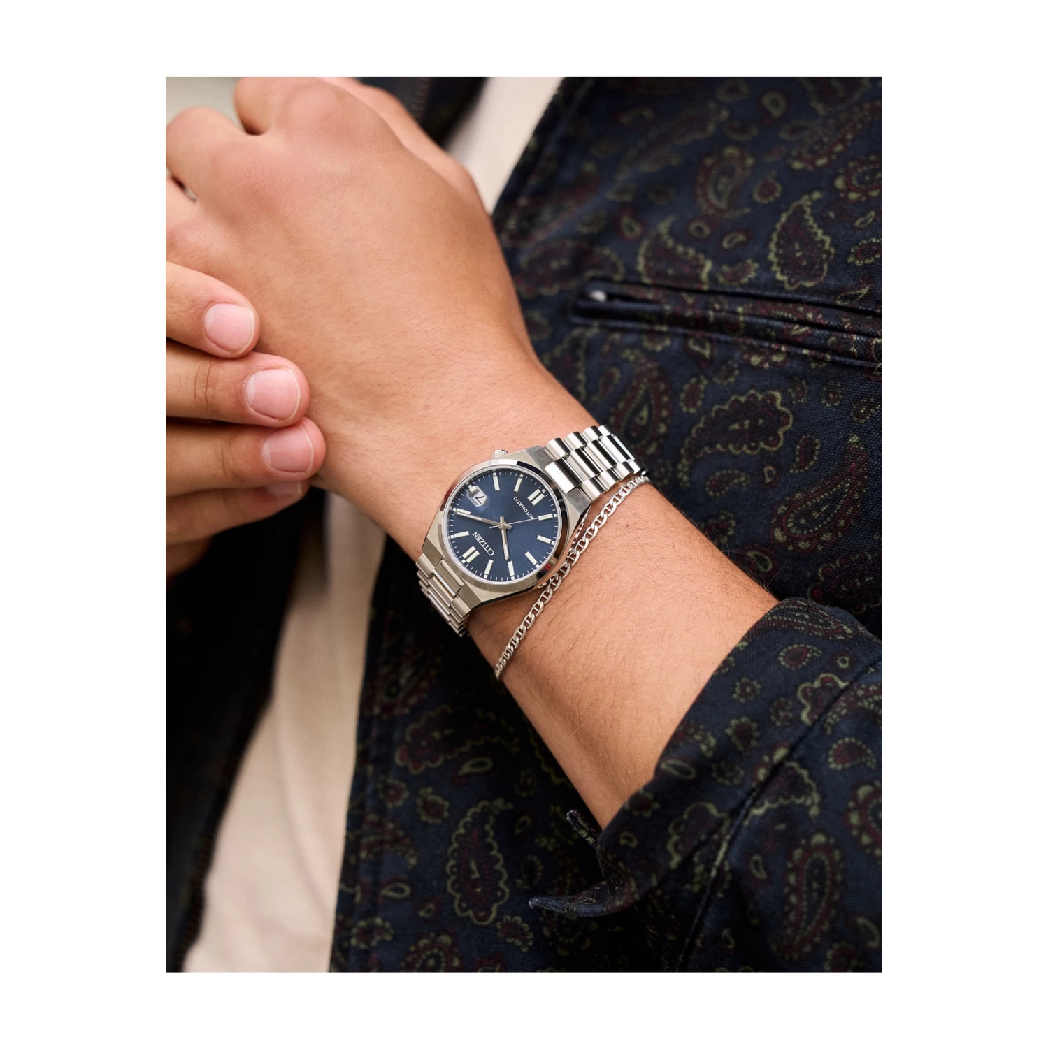 Citizen Unisex Tsuyosa 37Mm Automatic Watch 37mm Silver-Tone Stainless Steel Case and Bracelet with Blue Dial