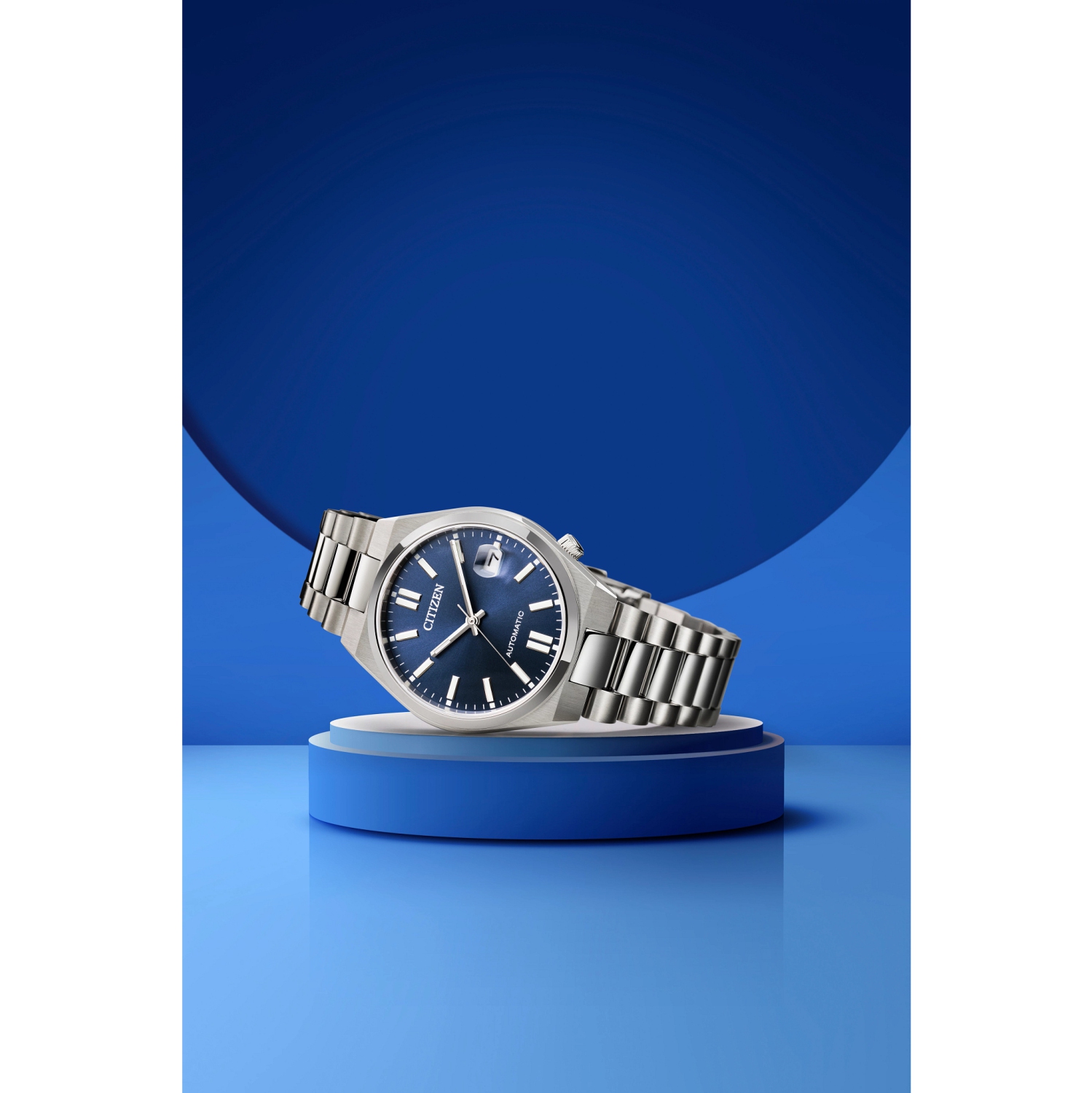 Citizen Unisex Tsuyosa 37Mm Automatic Watch 37mm Silver-Tone Stainless Steel Case and Bracelet with Blue Dial